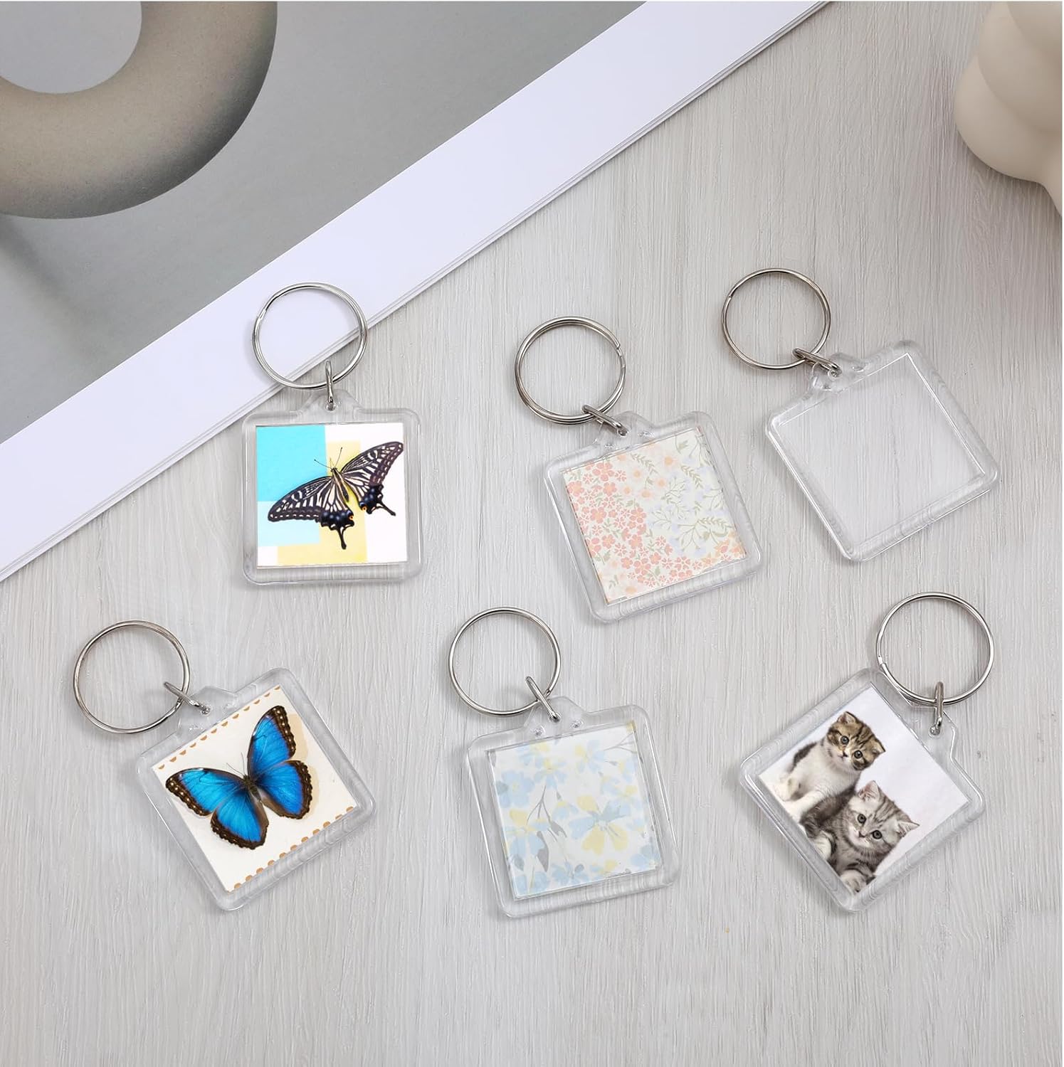 10PCS Acrylic Photo Keychain Blanks,Clear Blank Keychains Picture Frame Keychain Holder DIY Set for Bags Car Purses - Image 5