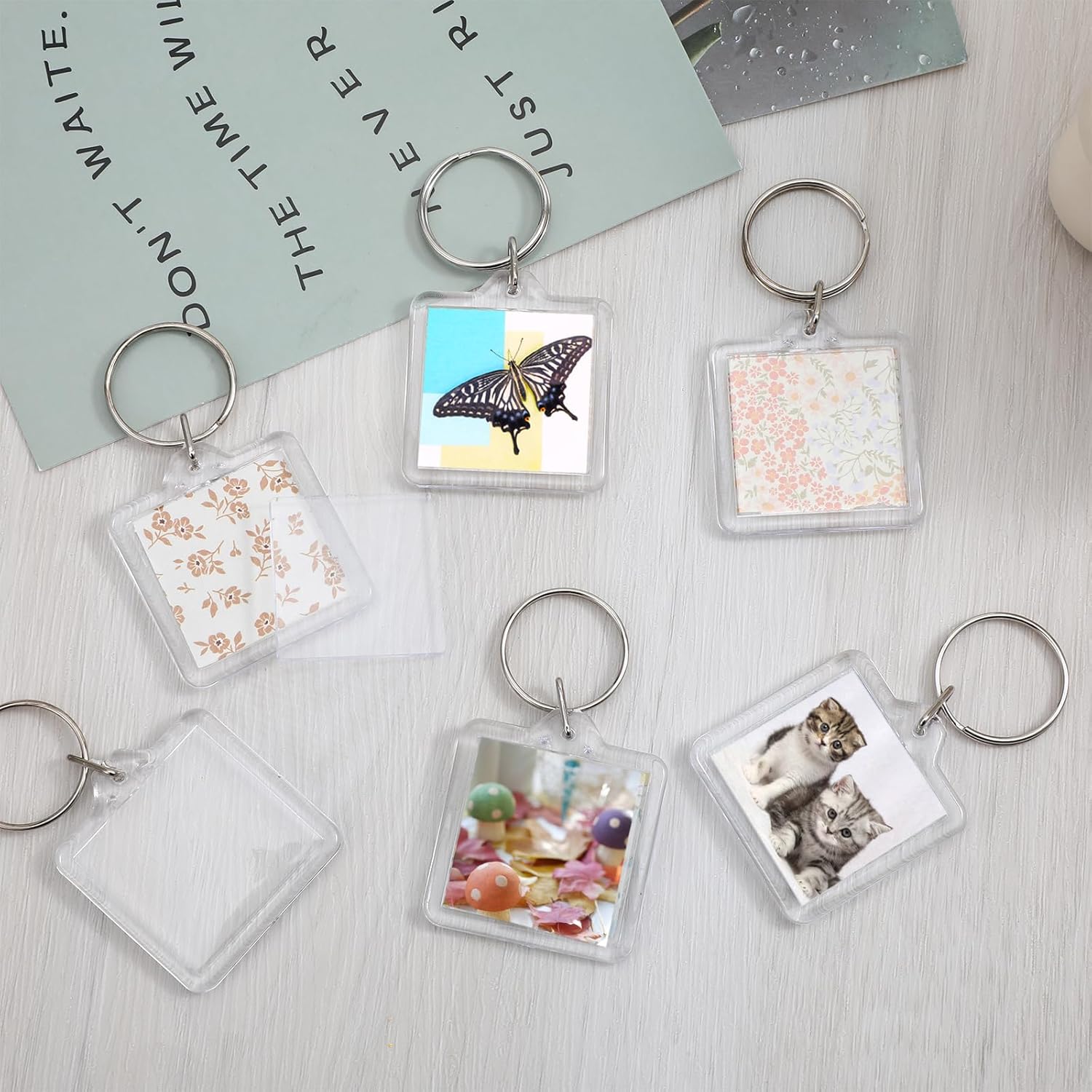 10PCS Acrylic Photo Keychain Blanks,Clear Blank Keychains Picture Frame Keychain Holder DIY Set for Bags Car Purses - Image 6