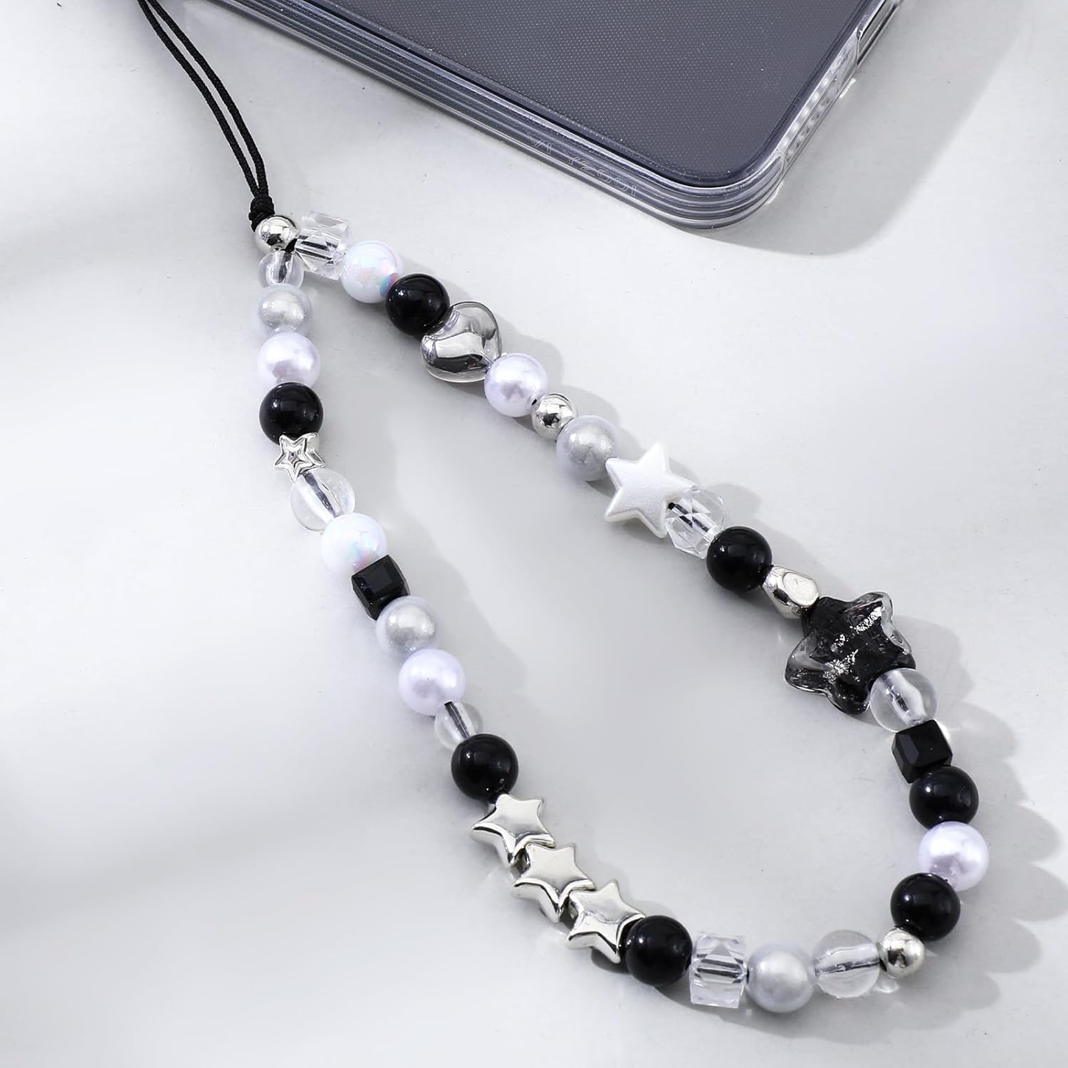 Beaded Camera Hand Strap, Cool Black Star Phone Lanyard Wrist Cute Bag Charm Digital Camera Wrist Strap for Phone Bag Keychain - Image 2