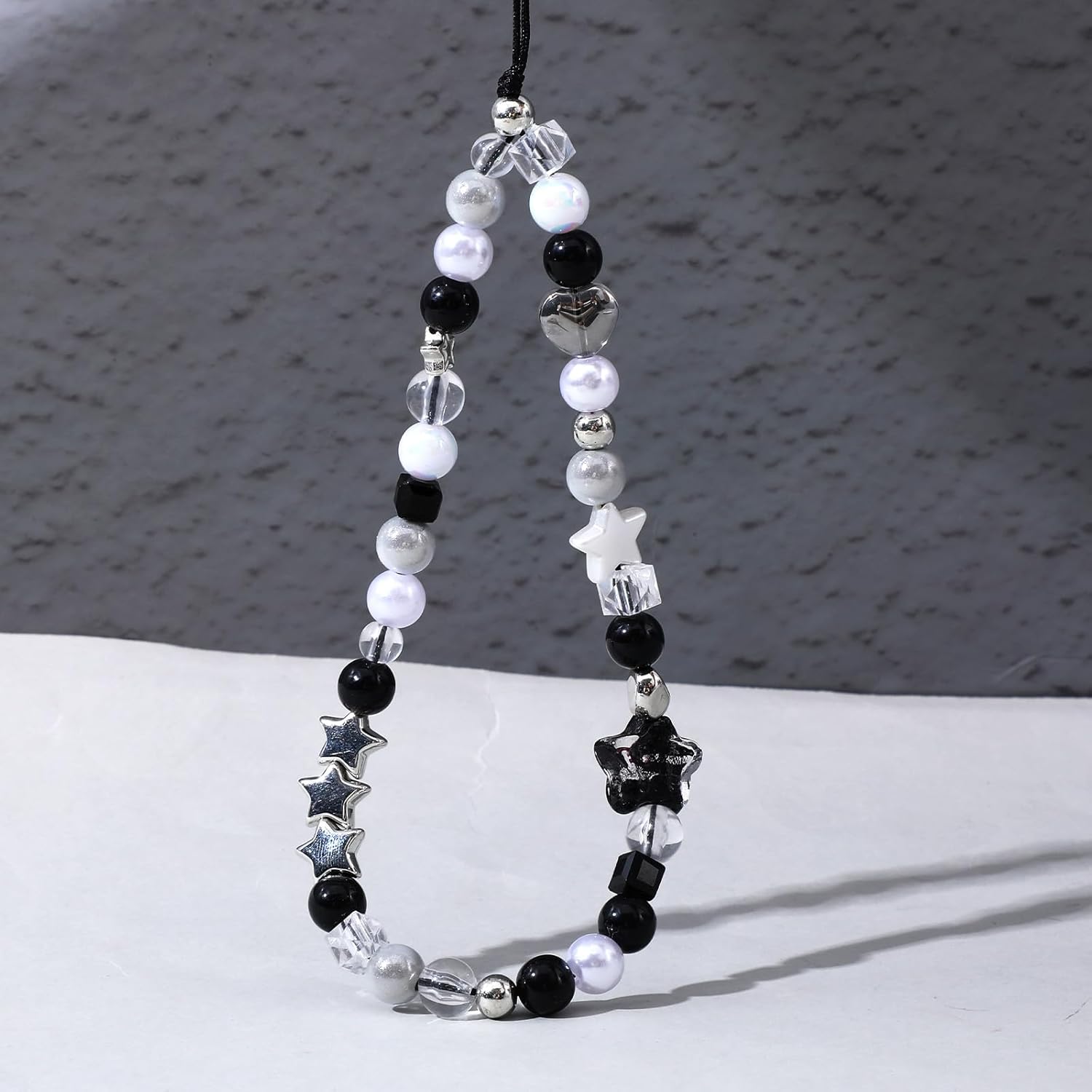 Beaded Camera Hand Strap, Cool Black Star Phone Lanyard Wrist Cute Bag Charm Digital Camera Wrist Strap for Phone Bag Keychain - Image 3