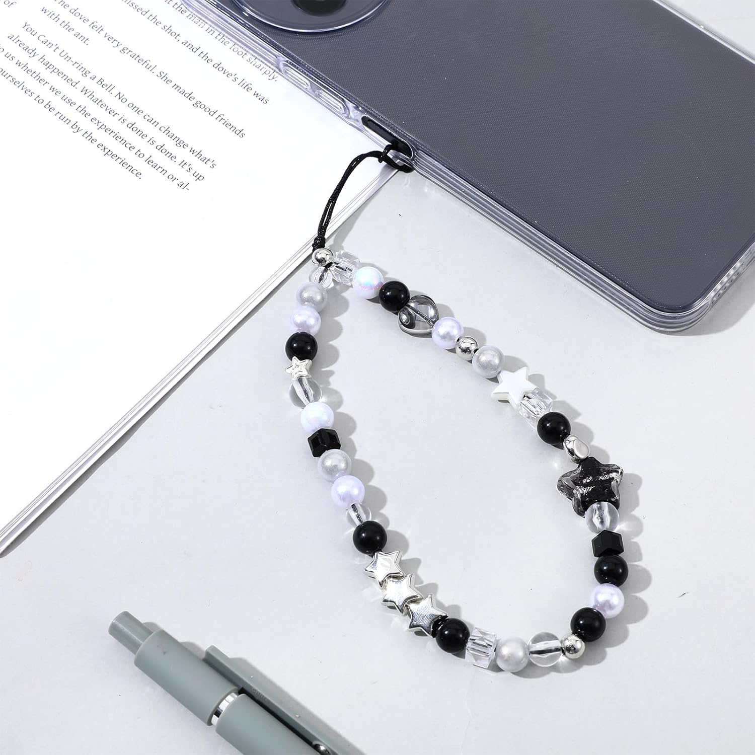 Beaded Camera Hand Strap, Cool Black Star Phone Lanyard Wrist Cute Bag Charm Digital Camera Wrist Strap for Phone Bag Keychain - Image 4