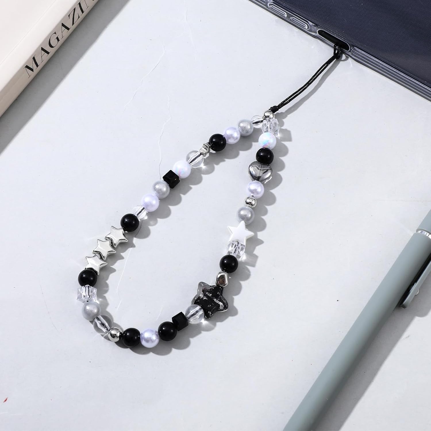 Beaded Camera Hand Strap, Cool Black Star Phone Lanyard Wrist Cute Bag Charm Digital Camera Wrist Strap for Phone Bag Keychain - Image 5
