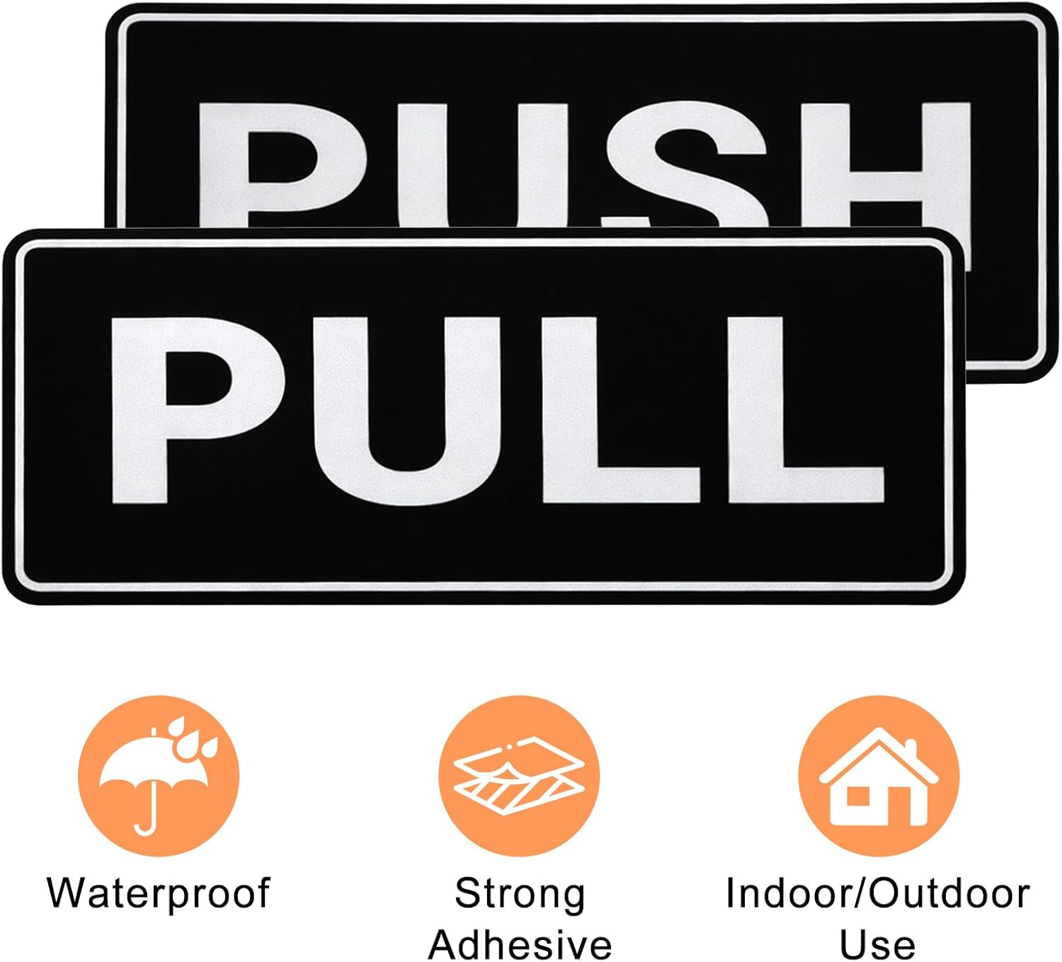 6Pack Push Pull Door Stickers,Adhesive Push and Pull Signs Stickers for Glass Doors and Other Side Doors in Business,Stores,Cafes,Shops - (2 x 5