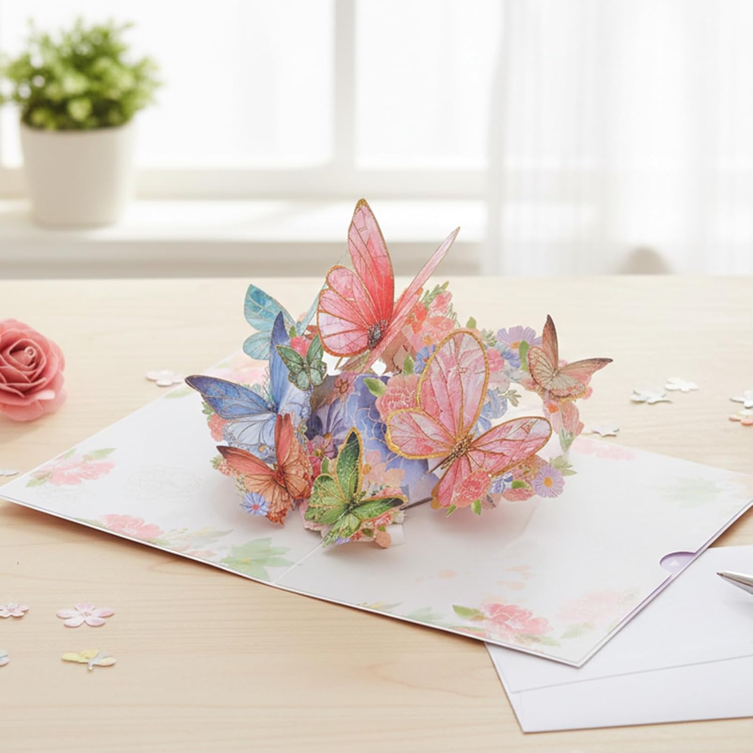 Butterfly Pop up Birthday Cards for Women, Pink Butterfly Waltz 3D Greeting Card for Birthday Anniversary Women’s Day Wedding Thank You Mother Wife Grandma - Image 2