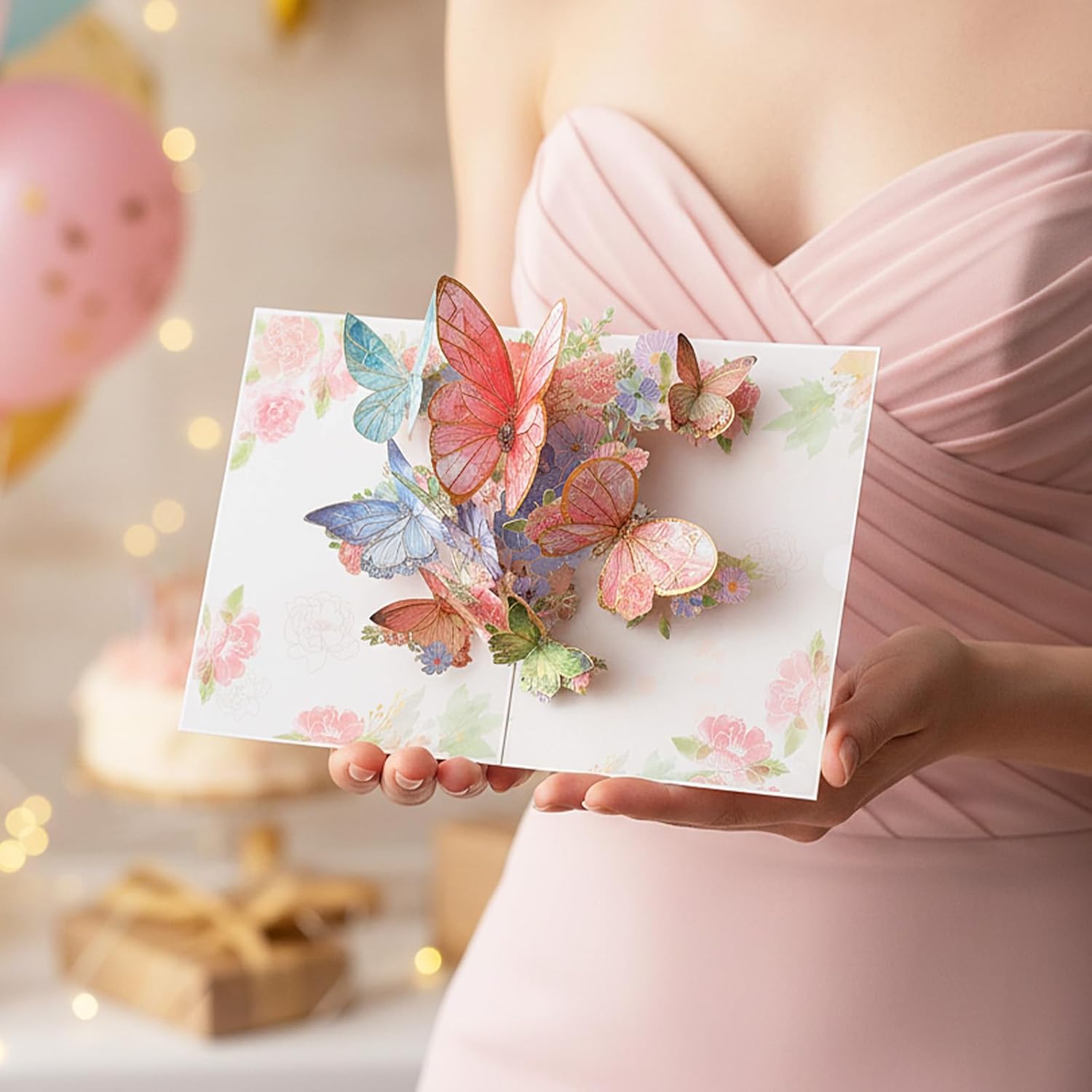 Butterfly Pop up Birthday Cards for Women, Pink Butterfly Waltz 3D Greeting Card for Birthday Anniversary Women’s Day Wedding Thank You Mother Wife Grandma - Image 4