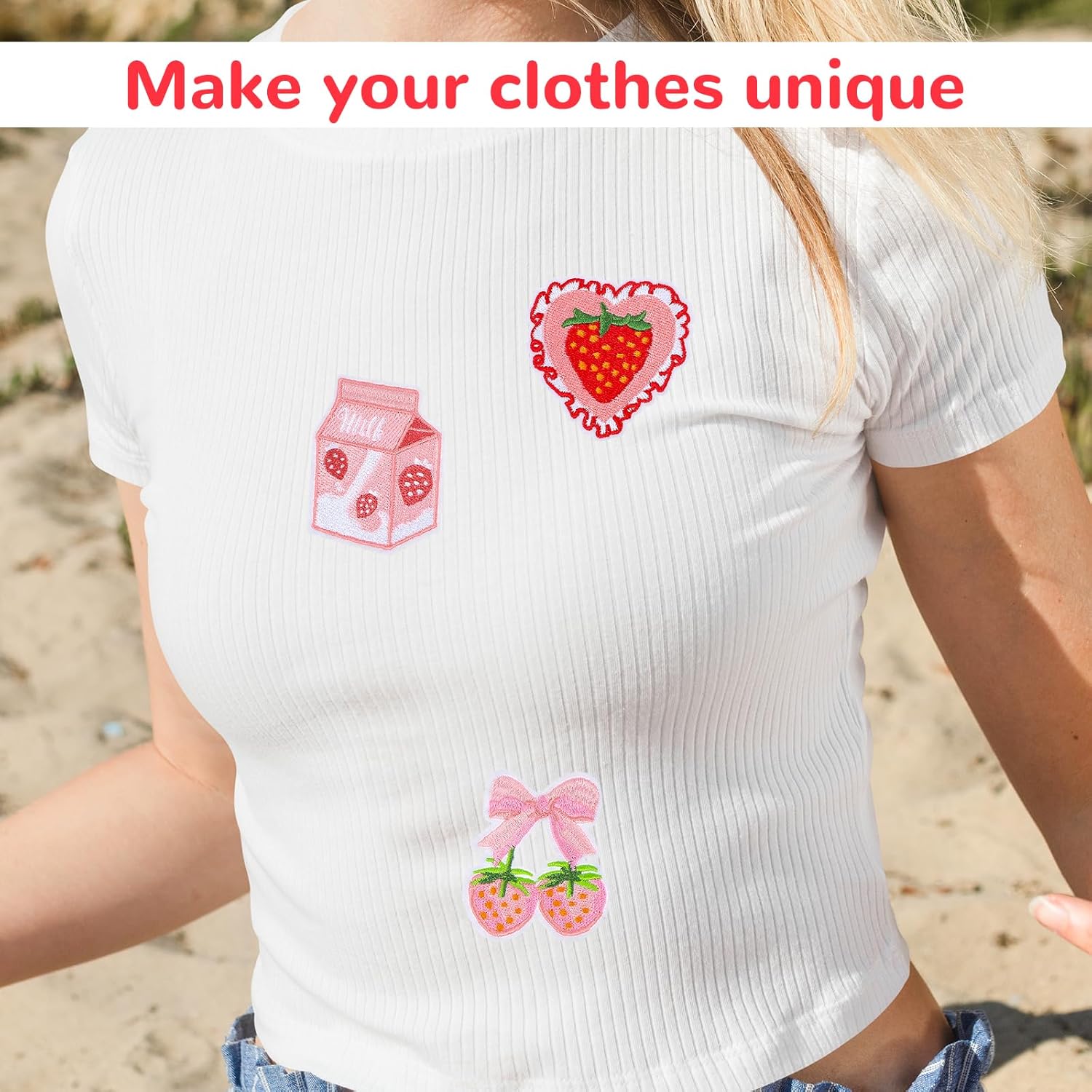 12PCS Strawberry Iron on Patches,Cute Patches Iron on Fruit Bow Embroidered Patch for Clothing Backpack Hat Bags - Image 6