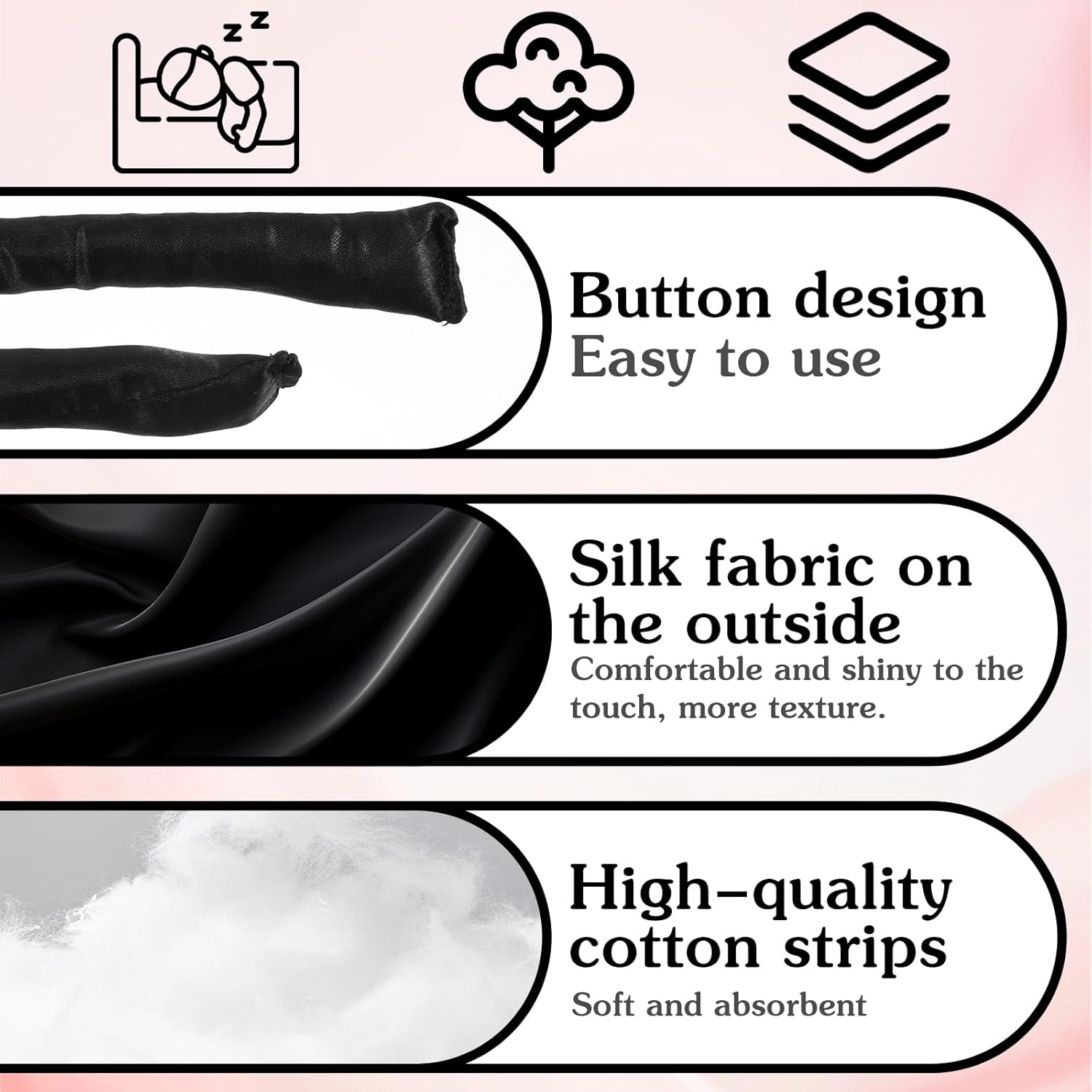Extended Heatless Curls for Women, 63Inch No Heat Curls Overnight Headband for Long & Short Hair Soft Sleeping Curler, Flexible Creates Wavy Hair Without Damage (Black) - Image 2