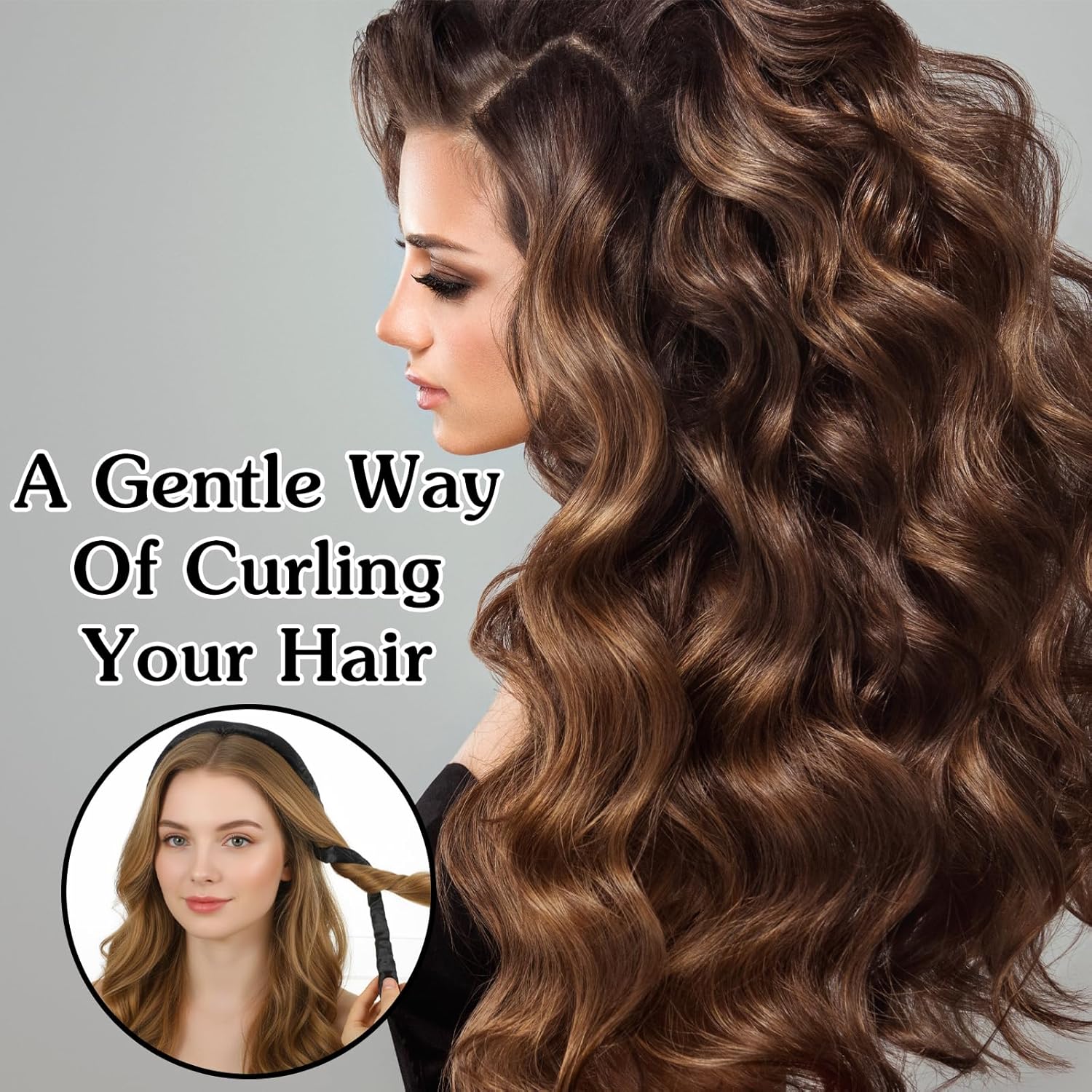 Extended Heatless Curls for Women, 63Inch No Heat Curls Overnight Headband for Long & Short Hair Soft Sleeping Curler, Flexible Creates Wavy Hair Without Damage (Black) - Image 3