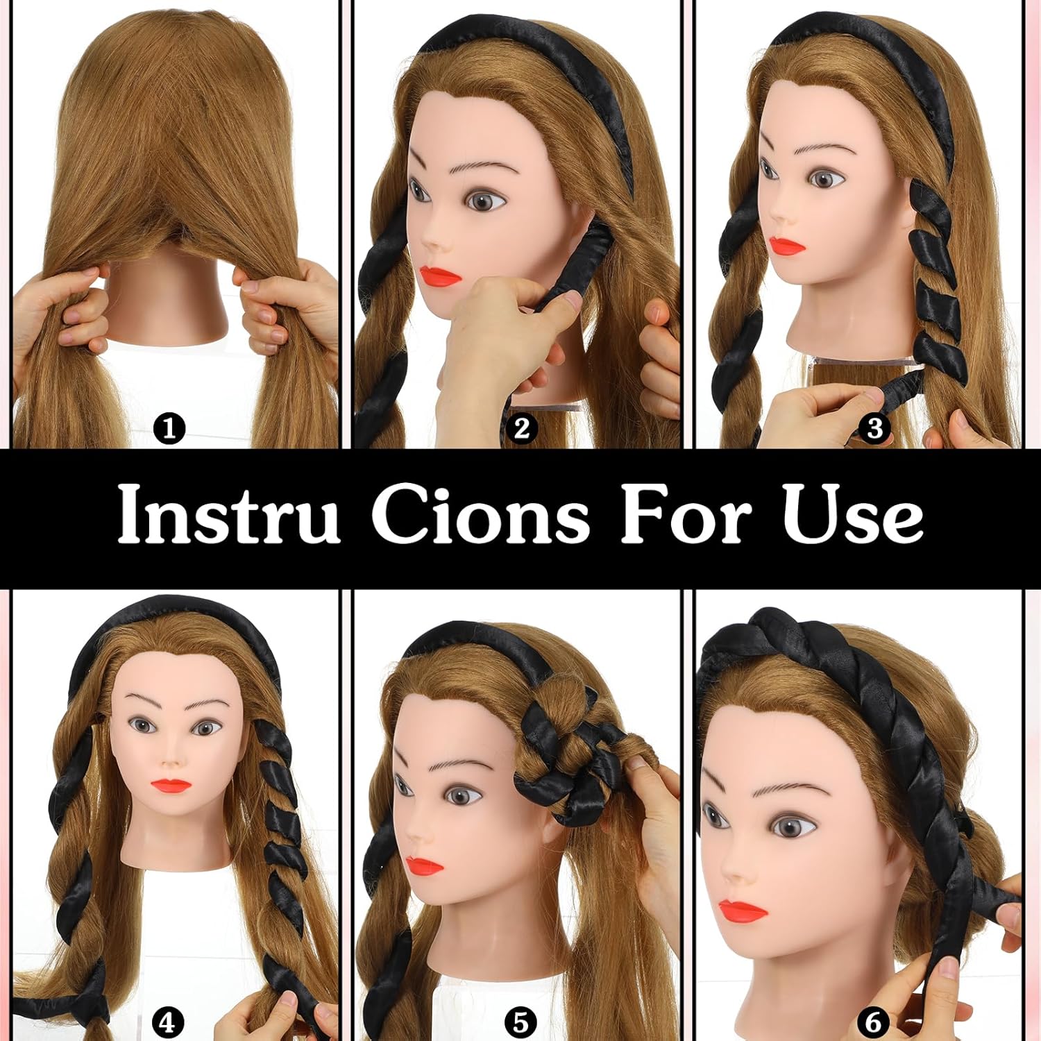 Extended Heatless Curls for Women, 63Inch No Heat Curls Overnight Headband for Long & Short Hair Soft Sleeping Curler, Flexible Creates Wavy Hair Without Damage (Black) - Image 6