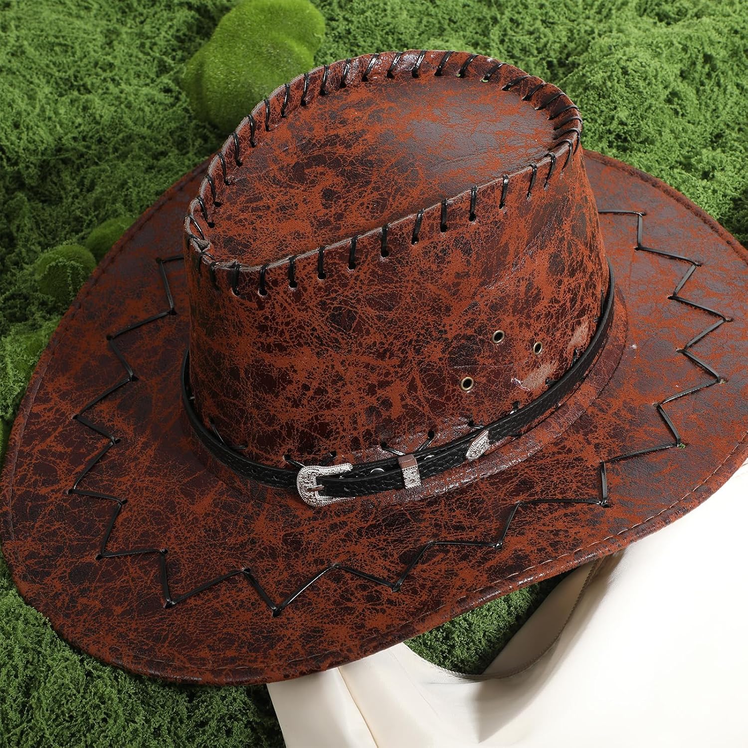 Cowboy Hat Band for Men, Adjustable Cowboy Hat Accesories for Western Fedora Panama Belts Leather Cowgirl Hatbands - Image 3