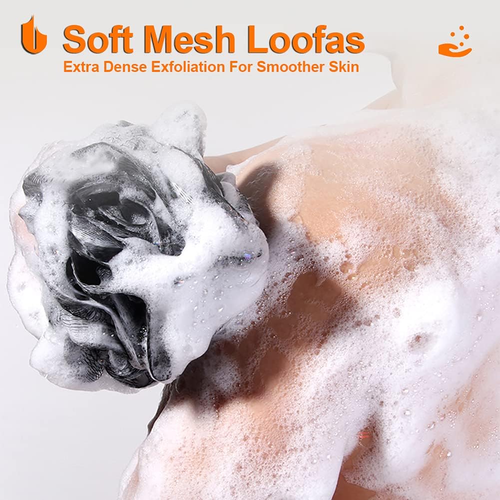 Shower Bath Sponge XL 75g Soft Shower Loofahs Balls for Body Wash Men Women Bathroom Accessories, 1 Pack, Black - Image 4