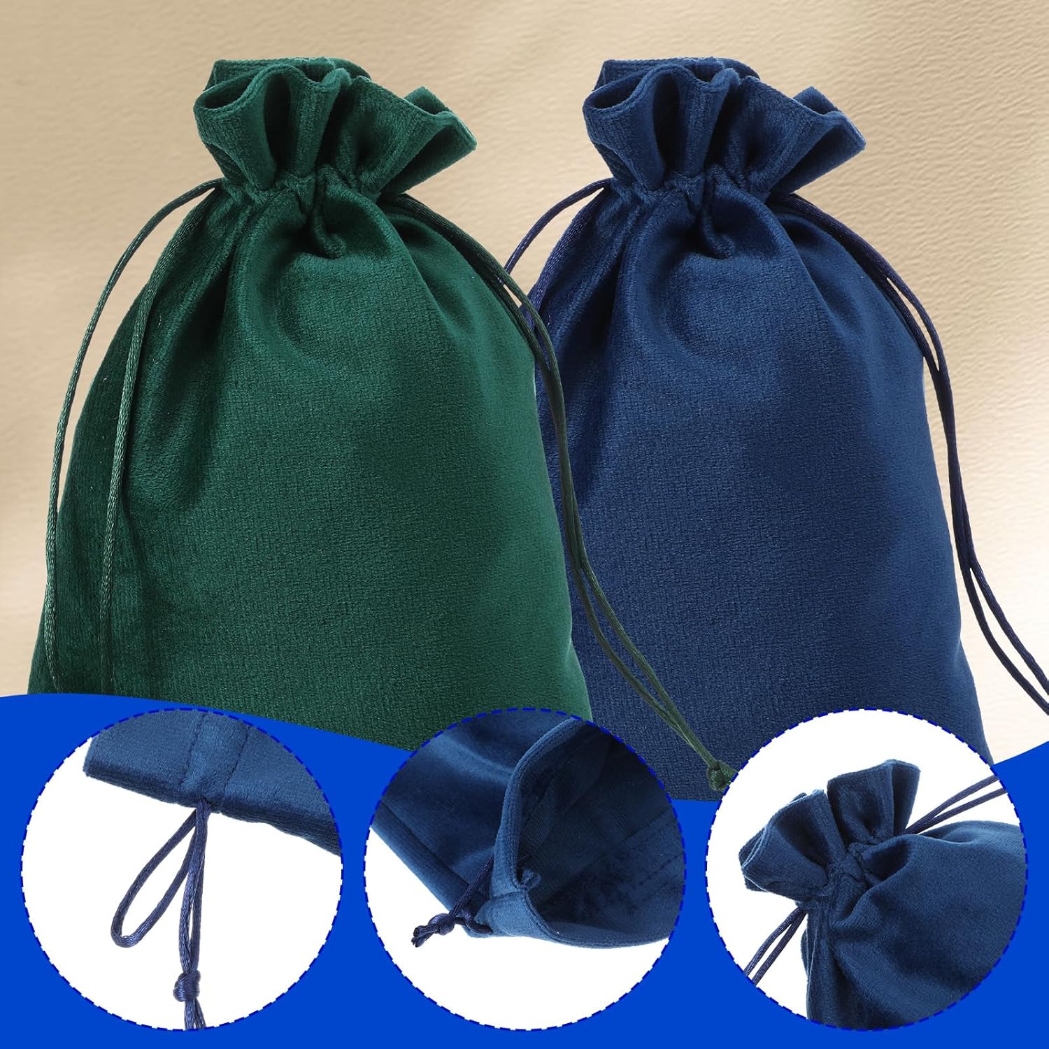 Shimmeroo 4PCS 7x5 Inch Drawstring Pouch, Soft Gift Bags Dice Bag Drawstring Favor Bags for Tarot Rune Jewelry Crystal Wedding Party Candy Bag(4 Colors) - Image 2