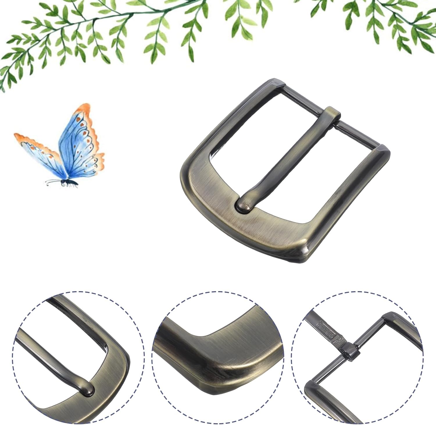 3 Pcs Classic Belt Buckle Replacement for Men & Women,38-40 mm (1.5-1.6 inch) Interchangeable Buckles with 3 Colors - Black+Silver+Bronze - Image 2