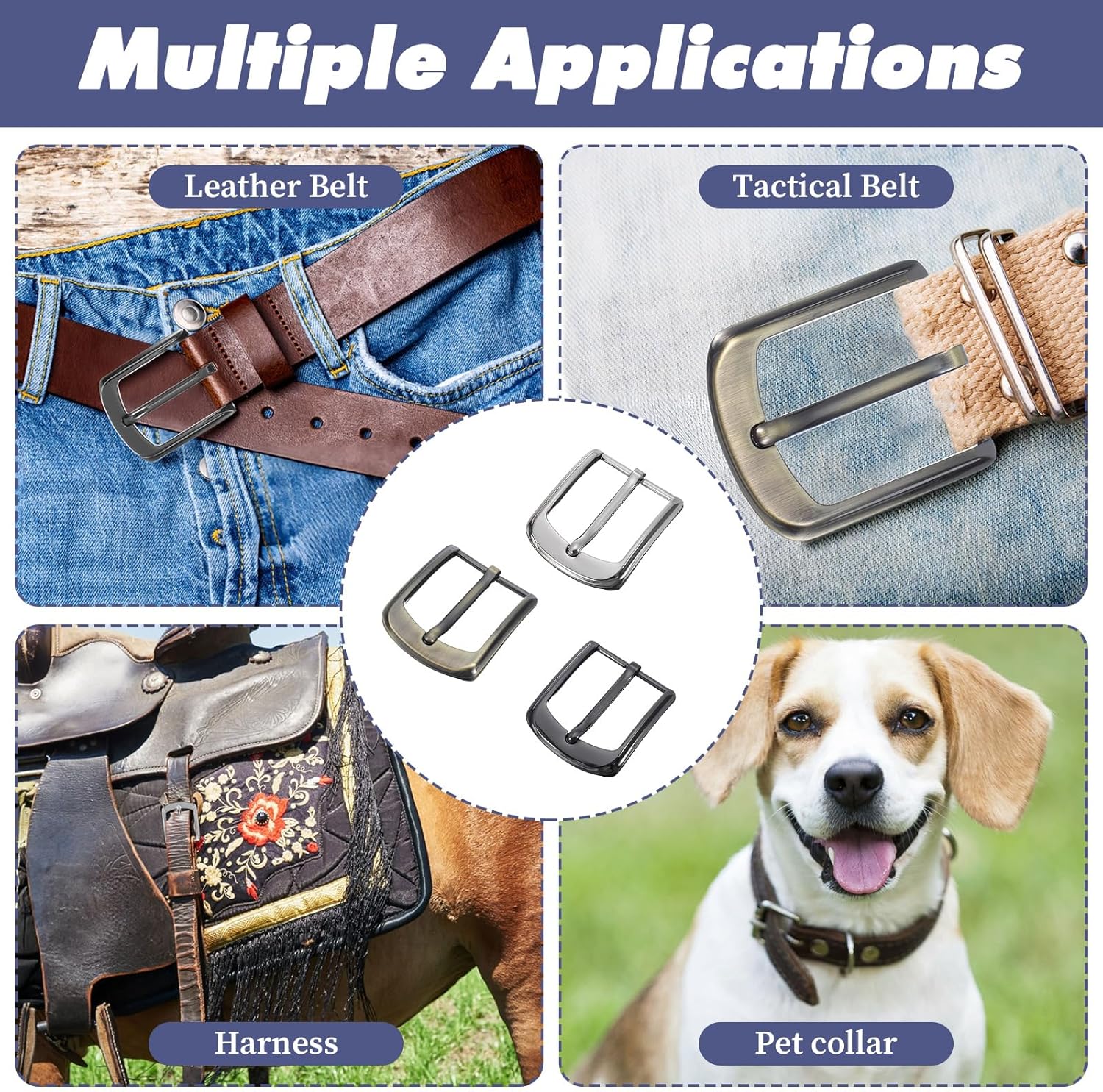 3 Pcs Classic Belt Buckle Replacement for Men & Women,38-40 mm (1.5-1.6 inch) Interchangeable Buckles with 3 Colors - Black+Silver+Bronze - Image 5