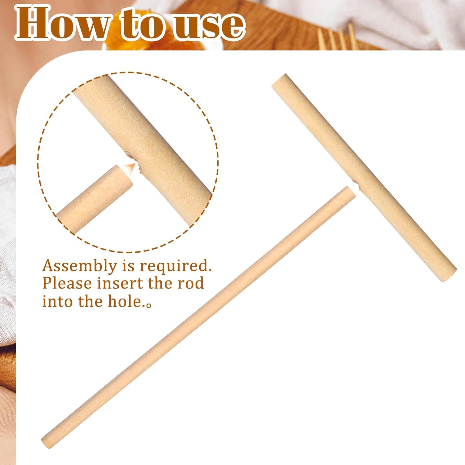 2 Pcs Crepe Spreader 6.1 Inches x 4.7 Inches Natural Wooden Crepe Spatula, Pancake Batter Spreader, Wooden T-Shaped Tool Stick for Crepes Wood Crepes Maker Pancake Maker Tool - Image 2