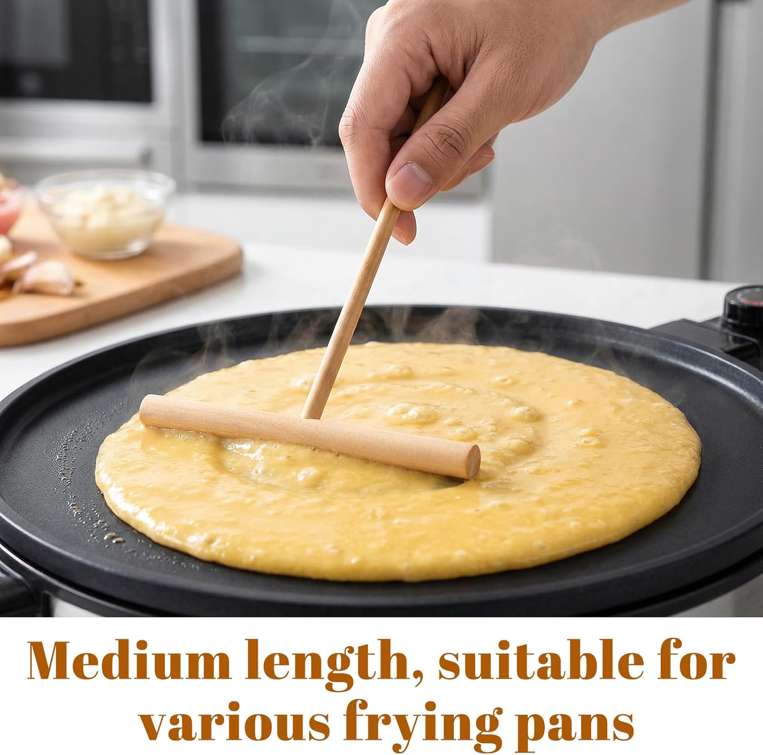 2 Pcs Crepe Spreader 6.1 Inches x 4.7 Inches Natural Wooden Crepe Spatula, Pancake Batter Spreader, Wooden T-Shaped Tool Stick for Crepes Wood Crepes Maker Pancake Maker Tool - Image 5