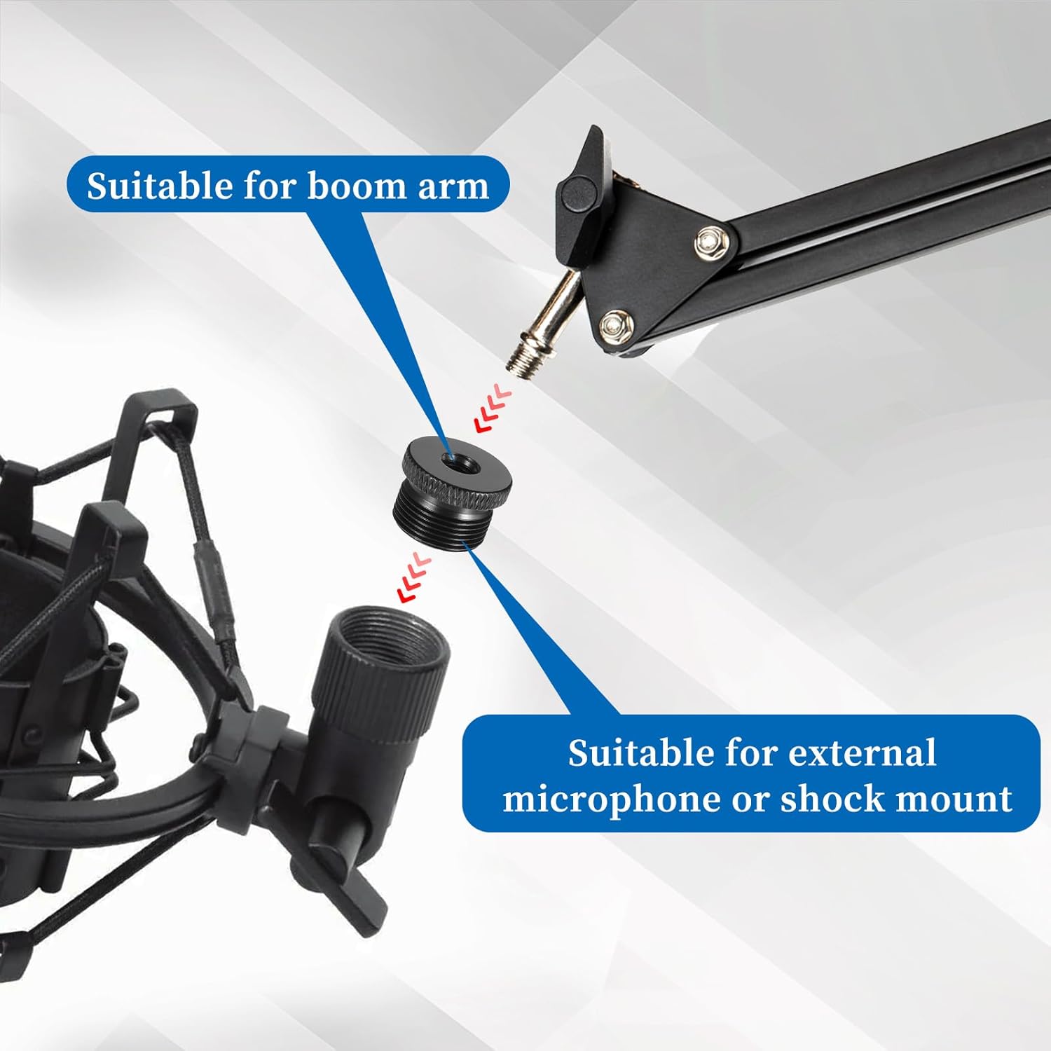 4 Pcs Mic Stand Adapter Microphone Stand Adapter 1/4 Female to 5/8 Male Screw Adapter Thread Tripod Screw Adapter for Microphone Stand Mount to Camera Tripod - Image 3