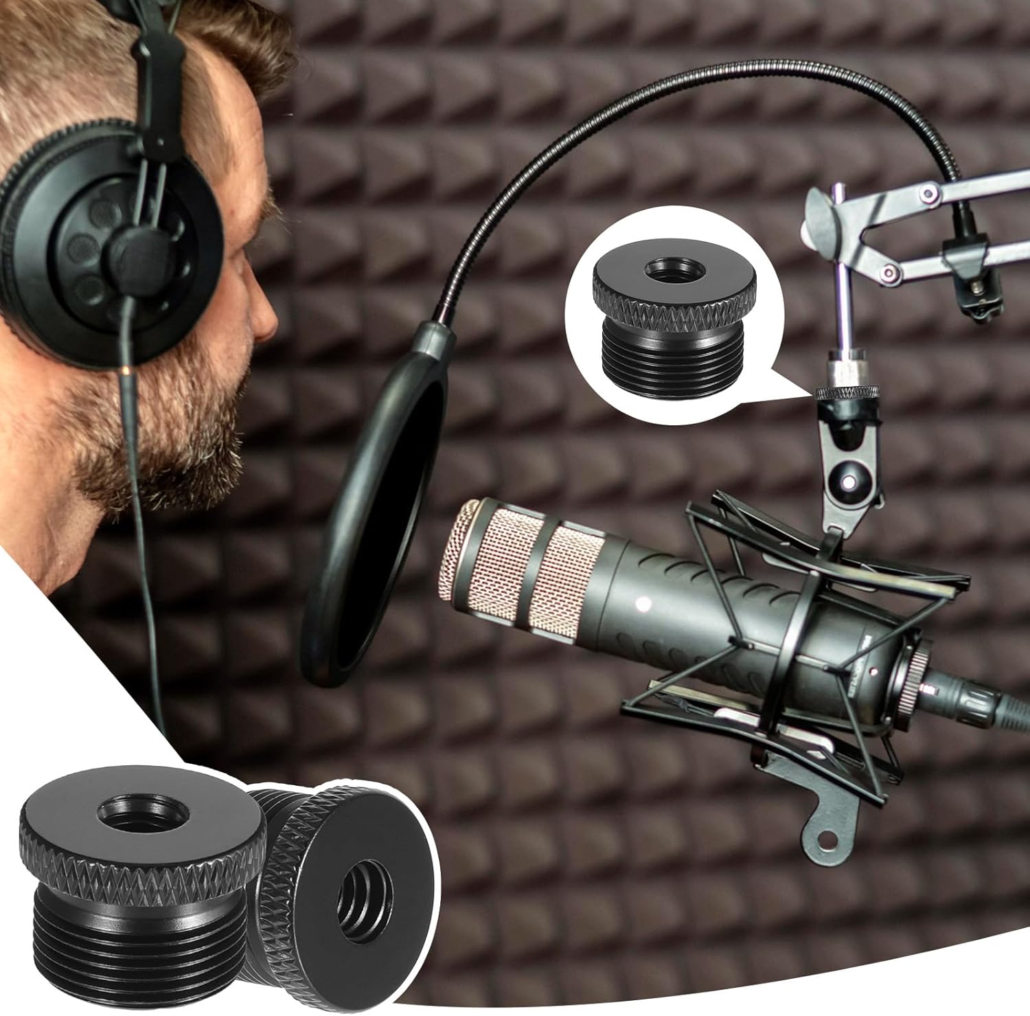 4 Pcs Mic Stand Adapter Microphone Stand Adapter 1/4 Female to 5/8 Male Screw Adapter Thread Tripod Screw Adapter for Microphone Stand Mount to Camera Tripod - Image 6
