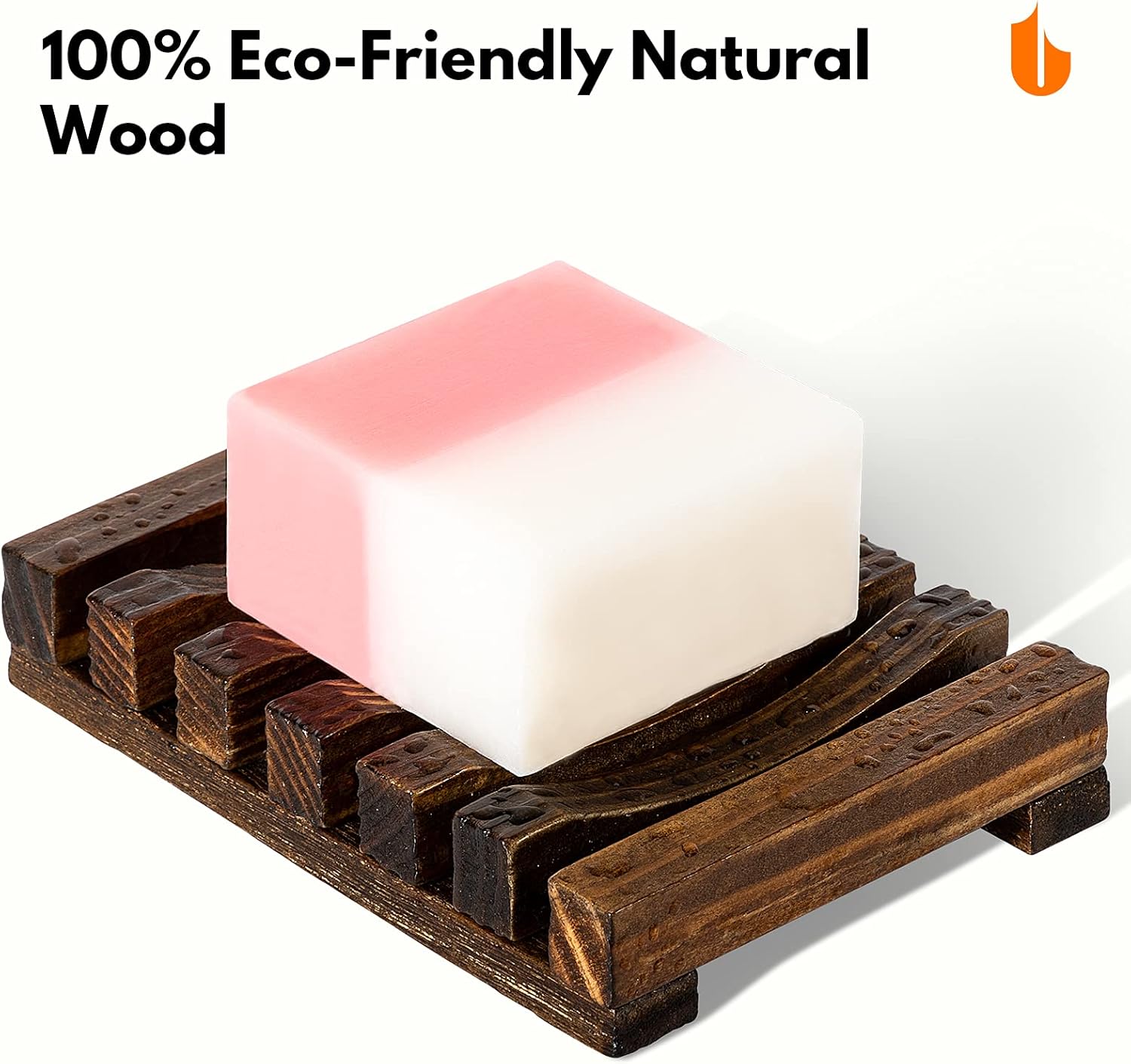 Natural Wooden Soap Dish Soap Saver Holder Soap Tray for Bathroom, Biodegradable, Zero Waste, Plastic Free, Charcoal Color - Image 2
