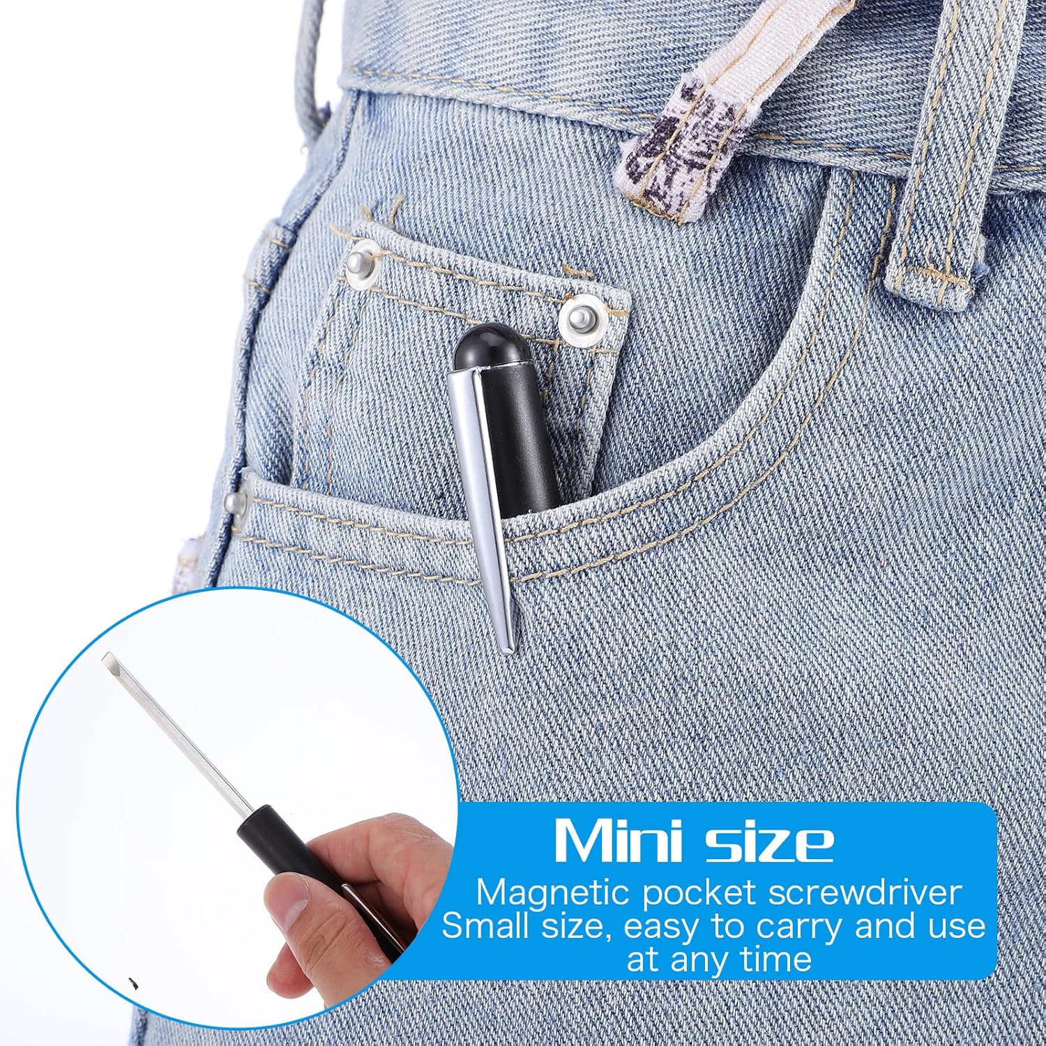 2 PCS Mini Pocket Screwdriver with Magnetic Slotted Tips Reversible Double Ended Bit - Phillips and Flat Head - Image 1