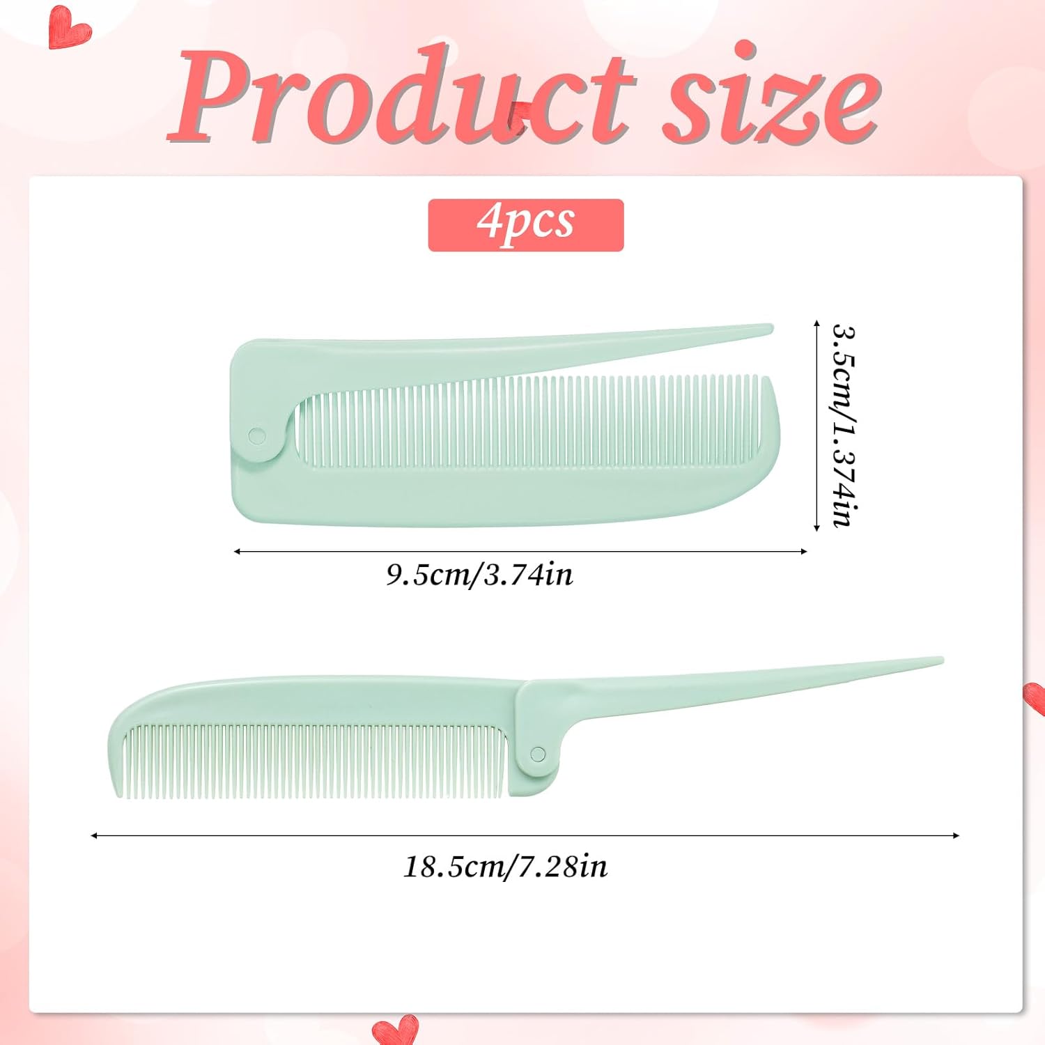 4 Pcs Rat Tail Folding Combs, Hair Parting Comb Travel Foldable Comb for Men & Women, Portable Small Mini Travel Styling Combs for Braids & Hair Styling - Image 1