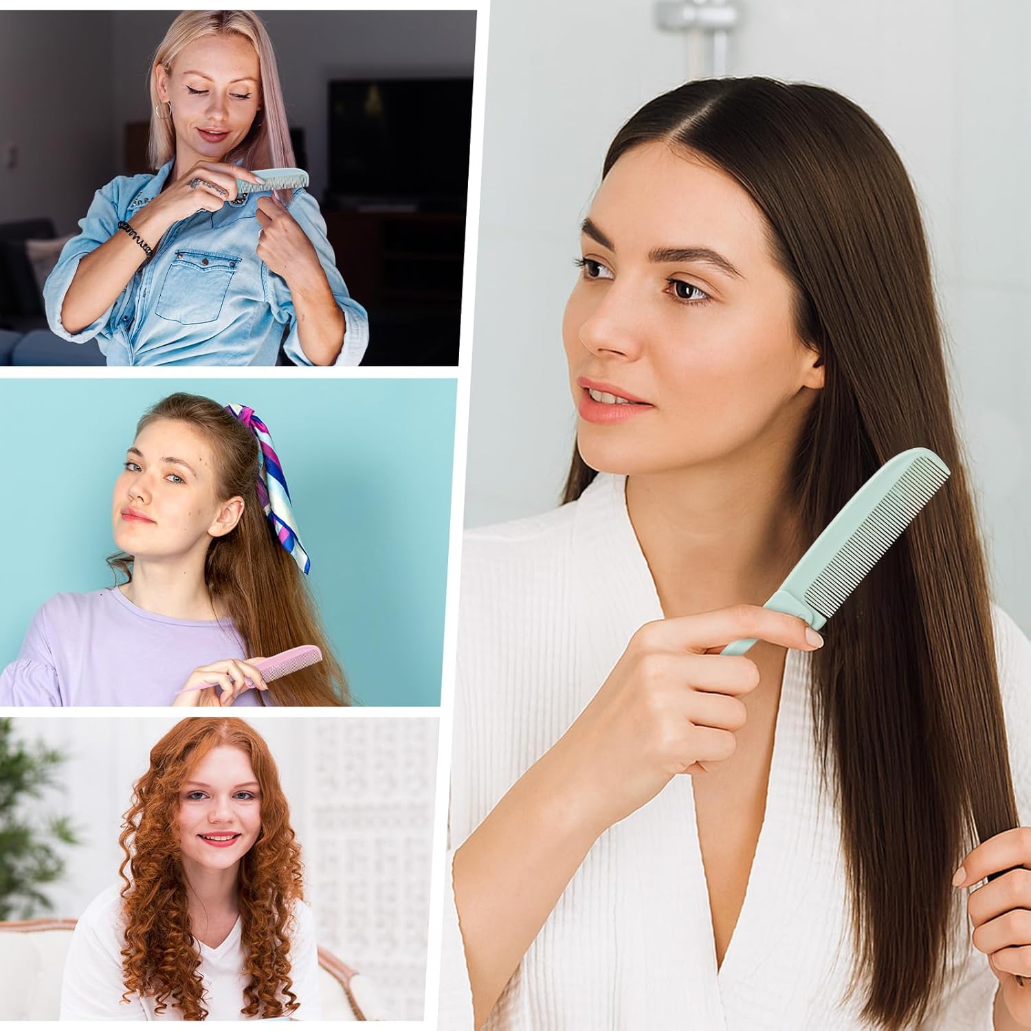4 Pcs Rat Tail Folding Combs, Hair Parting Comb Travel Foldable Comb for Men & Women, Portable Small Mini Travel Styling Combs for Braids & Hair Styling - Image 5