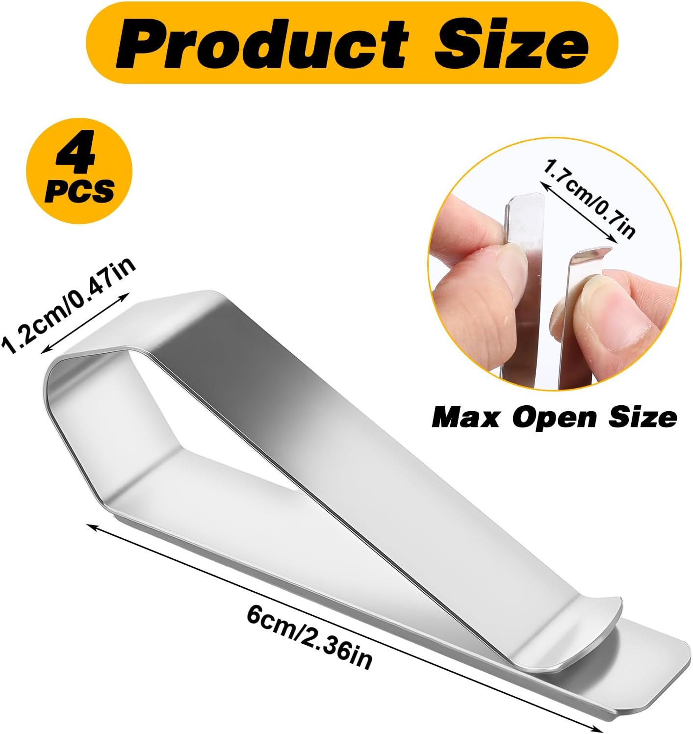 4 Pack Car Sun Visor Photo Clips, Stainless Steel Sun Visor Clips for Car with Adhesive Clip Mounting Kit for Custom Displays (Photo Frames Not Included), Strong Hold Accessory for Cars, Home & Office - Image 1
