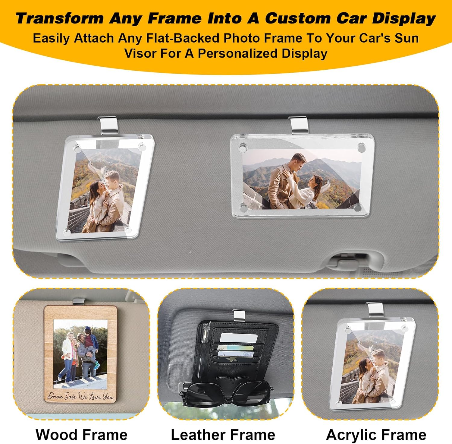 4 Pack Car Sun Visor Photo Clips, Stainless Steel Sun Visor Clips for Car with Adhesive Clip Mounting Kit for Custom Displays (Photo Frames Not Included), Strong Hold Accessory for Cars, Home & Office - Image 4