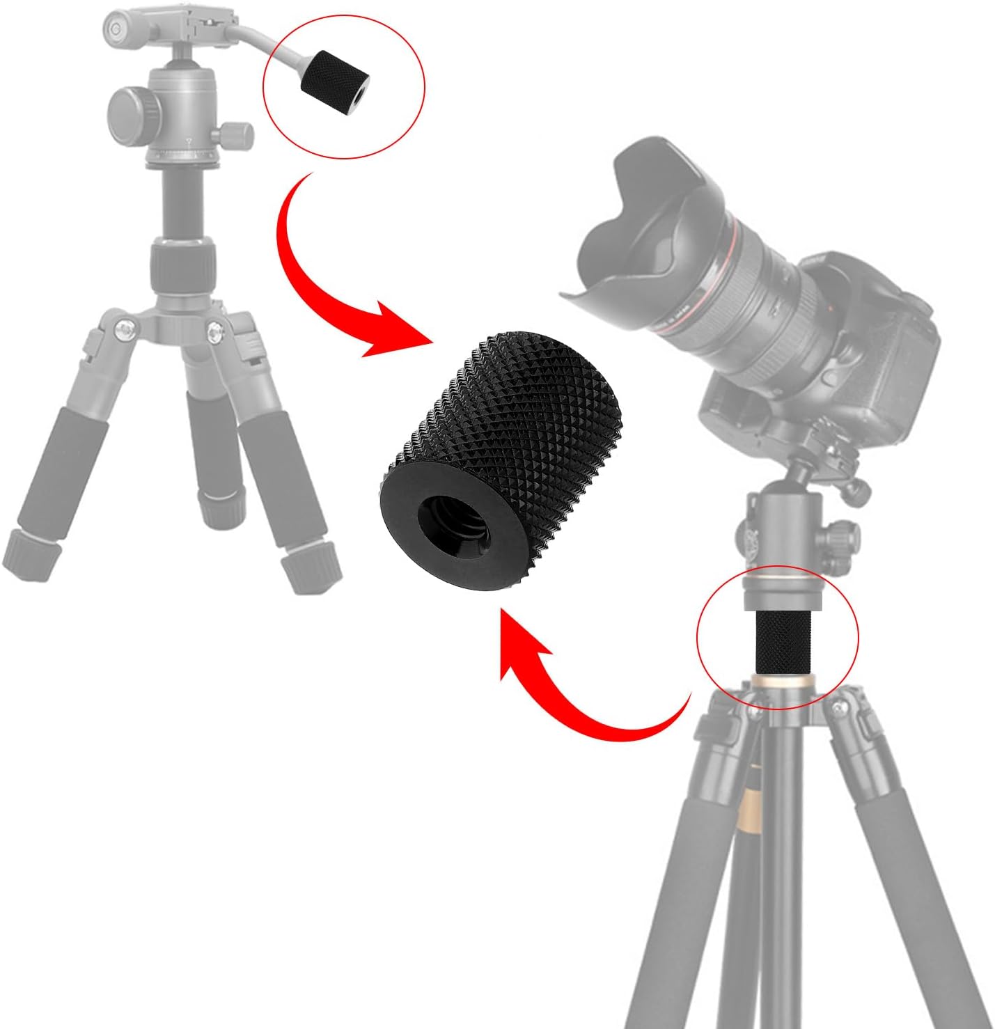 4 Pcs Double Female Thread Tripod Cylinder Adapter Screw 1/4 to 1/4 with Center 1/4-20 Thread Photography Equipment Camera Tripod Nut Accessories Suitable for Electric Rails and Light Stands - Image 3