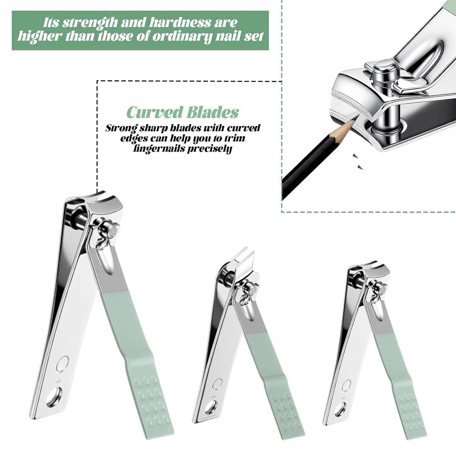 7Pcs Nail Cleaning Kit Professional Travel Nail Clippers with Green Leather Bag, Stainless Steel Manicure Kitcare Tools Grooming for Women Men - Image 6