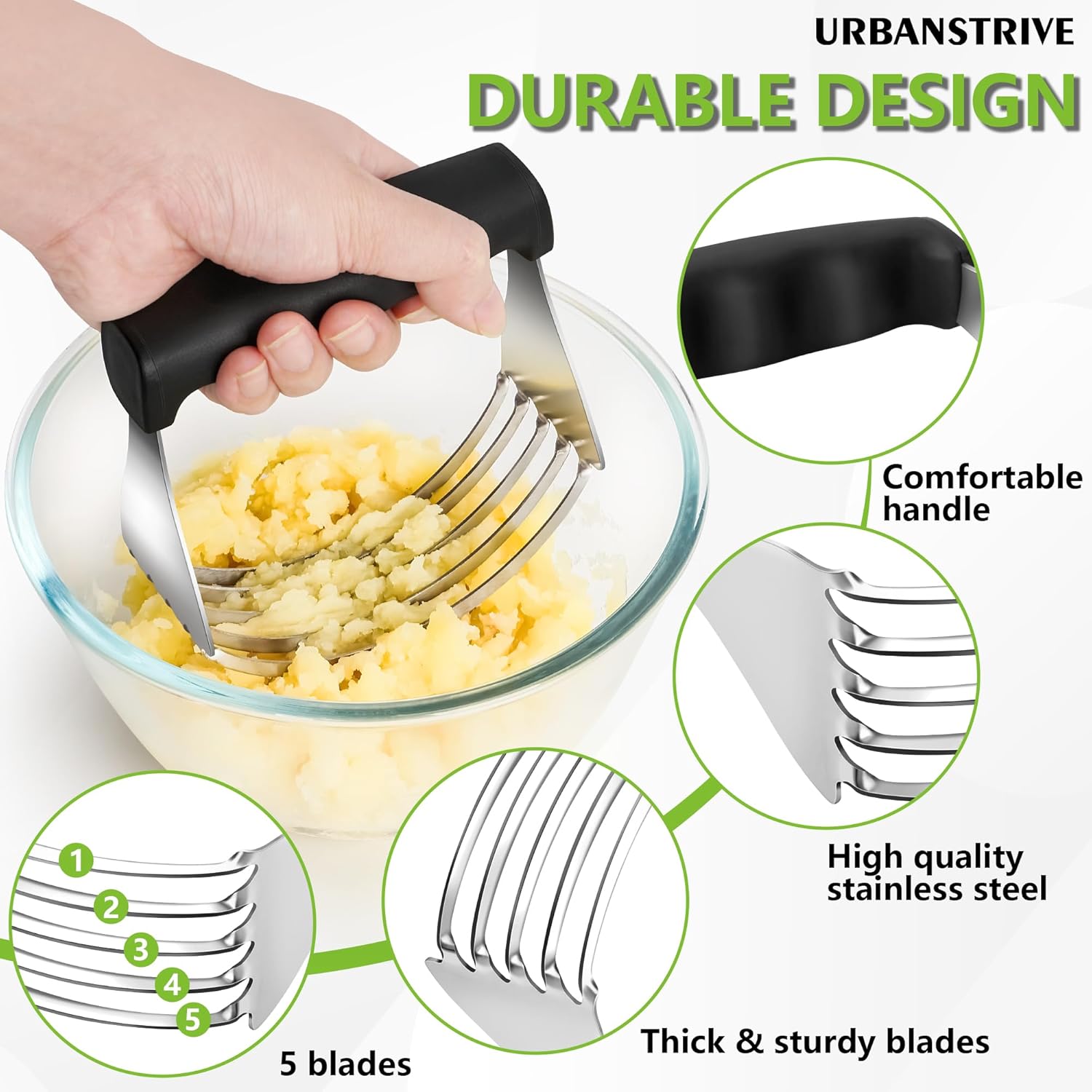 Large Pastry Cutter Tool, Top Professional Pastry Blender Stainless Steel, Heavy Duty Dough Blender, Dishwasher Safe Baking Supplies Baking Tools, Black - Image 4