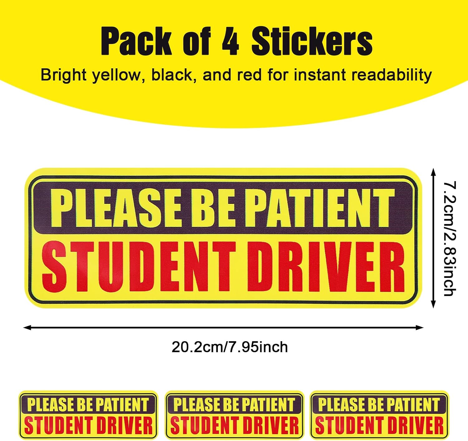 4PCS Student Driver Sticker for Car,Non-Magnetic Student Driver Bumper Sticker - Waterproof & Long Lasting Window Cling for Car Bumper Window - Image 1