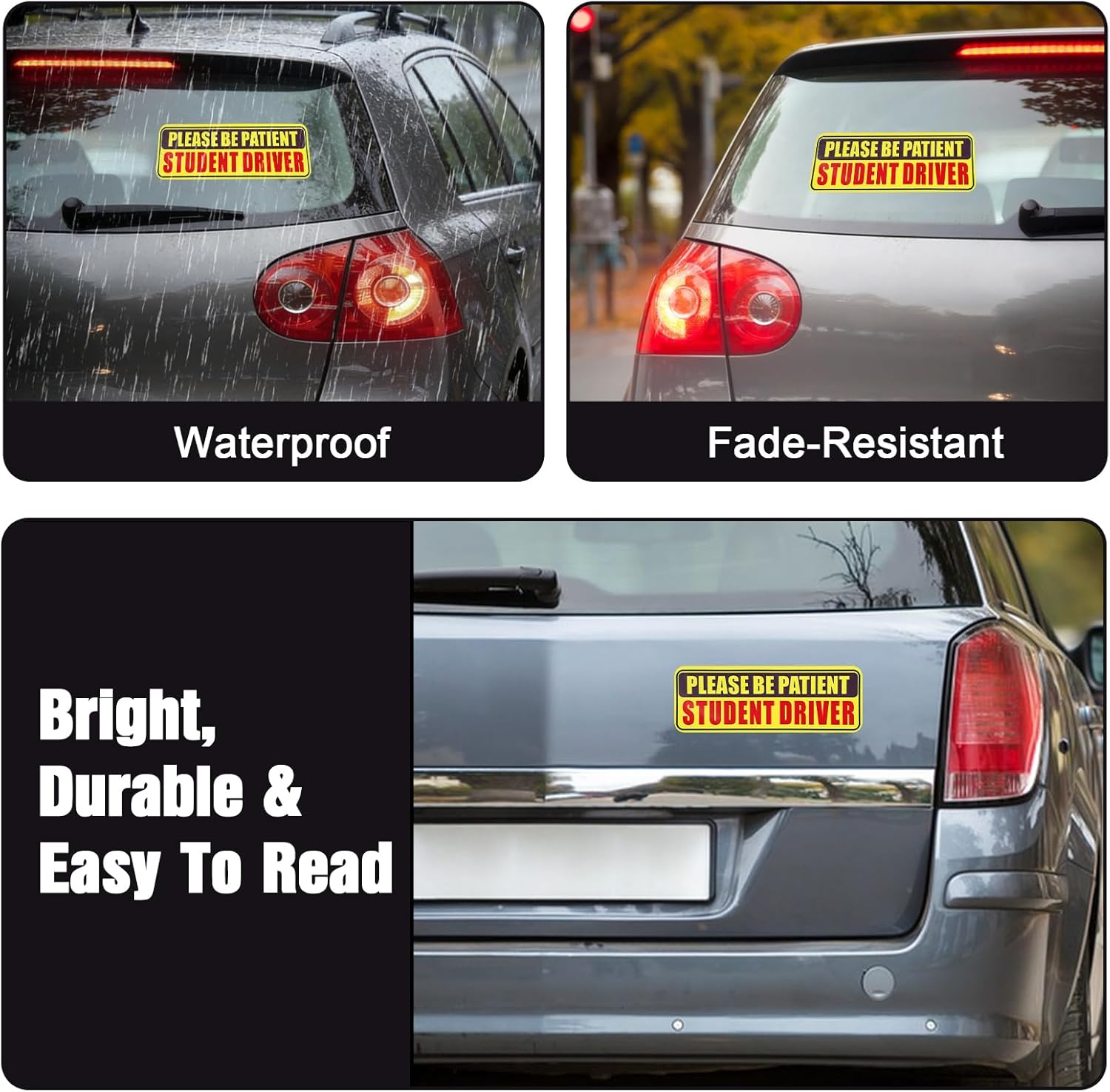 4PCS Student Driver Sticker for Car,Non-Magnetic Student Driver Bumper Sticker - Waterproof & Long Lasting Window Cling for Car Bumper Window - Image 4