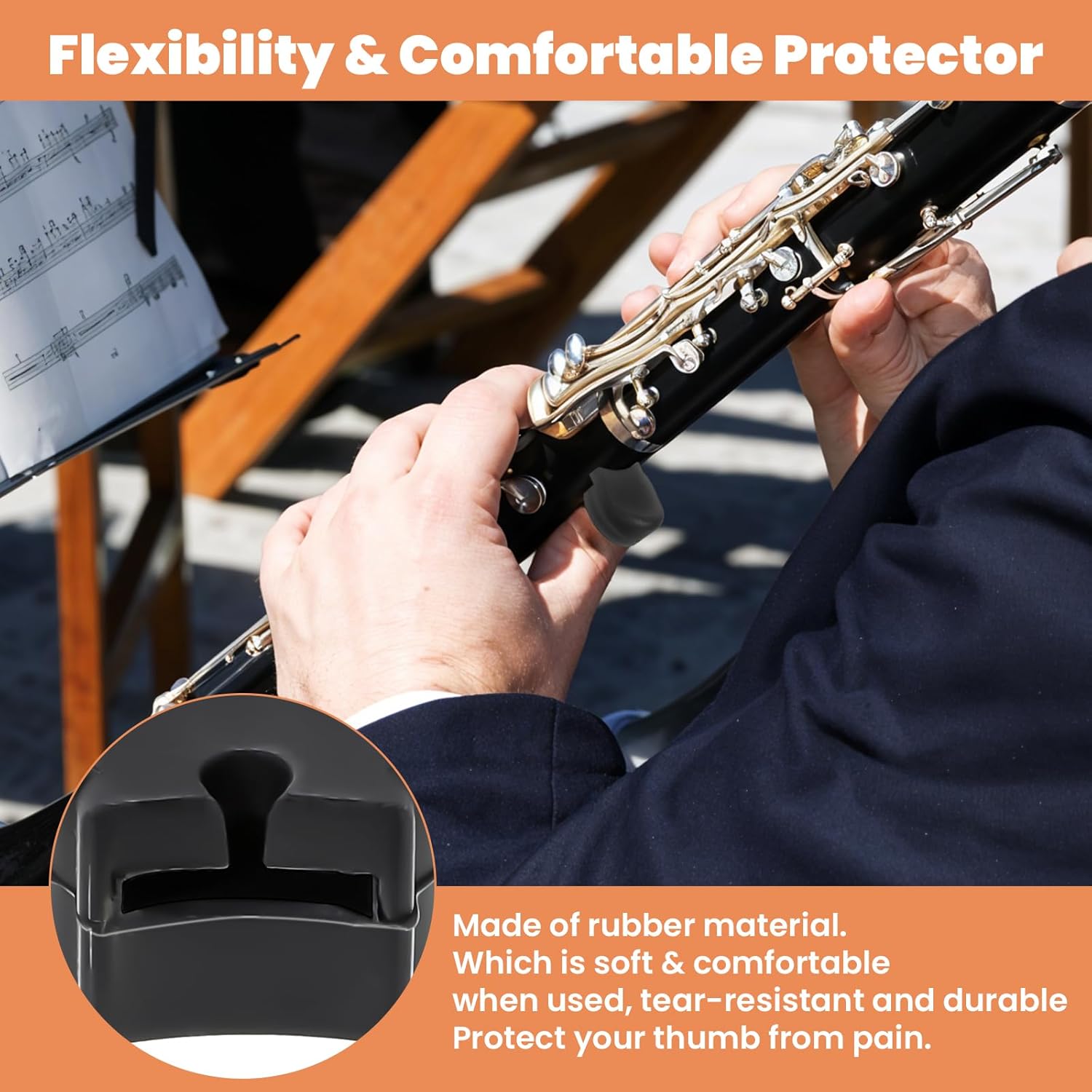 5PCS Clarinet Thumb Rest Cushion Soft Silicone Clarinets Oboe Thumb Rest Cushion Protector Thumbs Protector Fit for Most Clarinet - Image 3