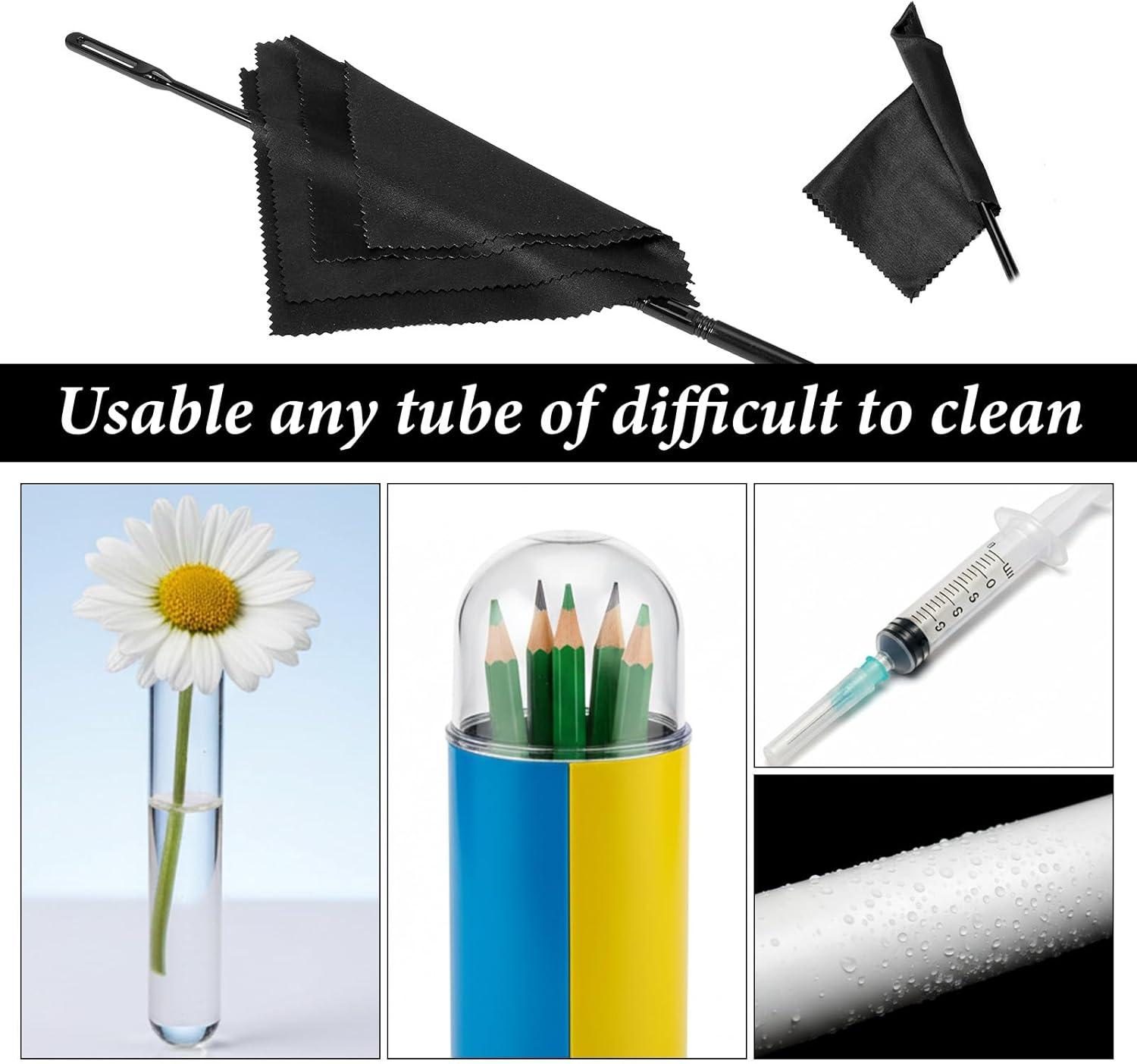 6Pcs Flute Cleaning Kit, 3Pcs Flute Cleaning Rod with 3Pcs Cleaner Polishing Cloth, Flutes Cleaner Swabs Stick Tools for Flutes Maintenance - Image 2