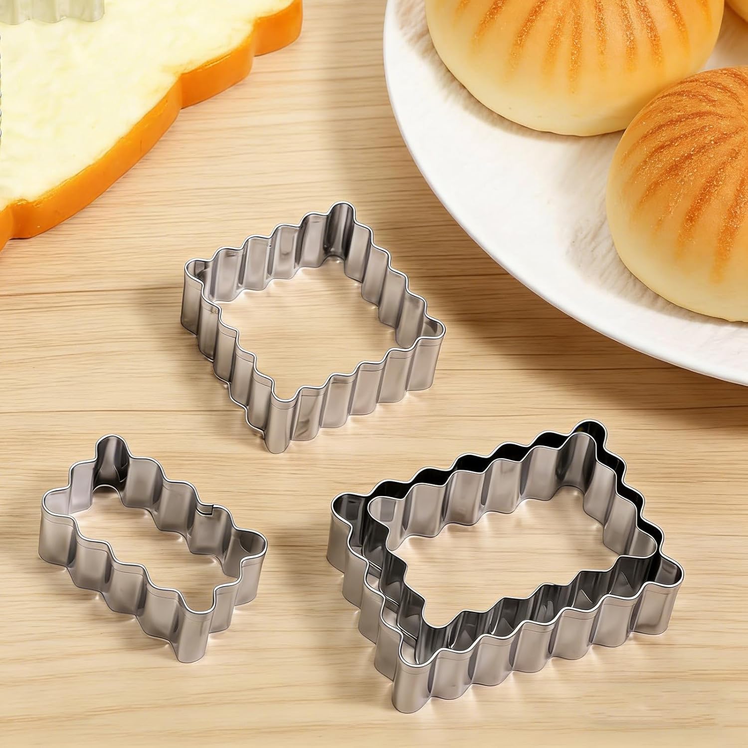 6 Pcs Scalloped Cookie Cutter Set, Square Cookie Cutter, Wavy Rectangle Cookies Cutters Set Scalloped Cutters Reusable Cookies Mold with Jagged Edge Design for a Special Event Holiday Everyday Treat - Image 5