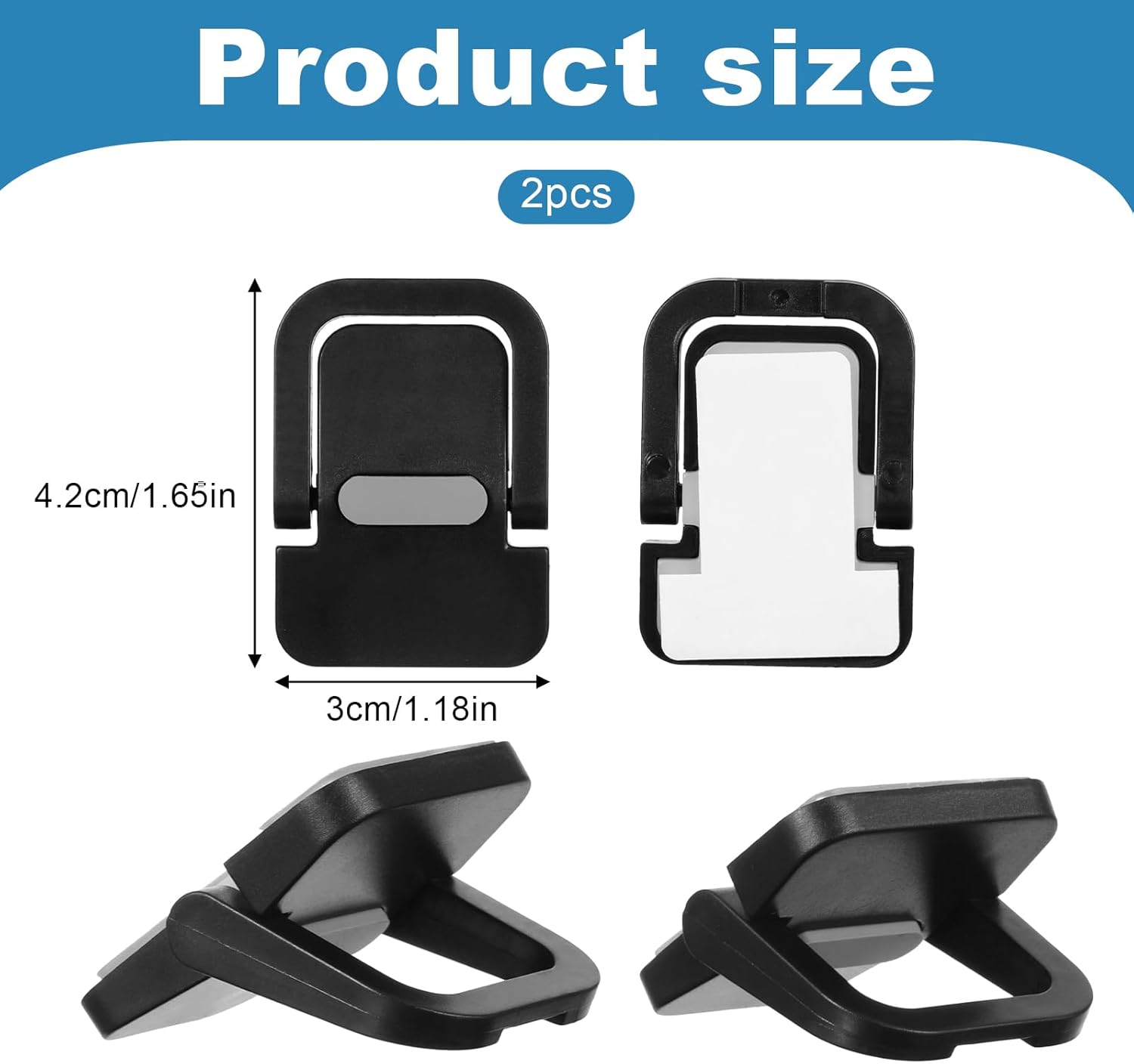 2Pcs Keyboard Riser Self-Adhesive Mini Portable Laptop Stand Foldable Portable Computer Self Adhesive Keyboard Riser for Laptop Most Keyboards, Black ABS Adjustable Keyboards Stand for Desktop - Image 1