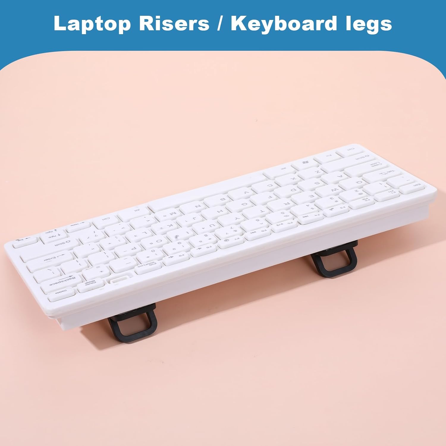 2Pcs Keyboard Riser Self-Adhesive Mini Portable Laptop Stand Foldable Portable Computer Self Adhesive Keyboard Riser for Laptop Most Keyboards, Black ABS Adjustable Keyboards Stand for Desktop - Image 2