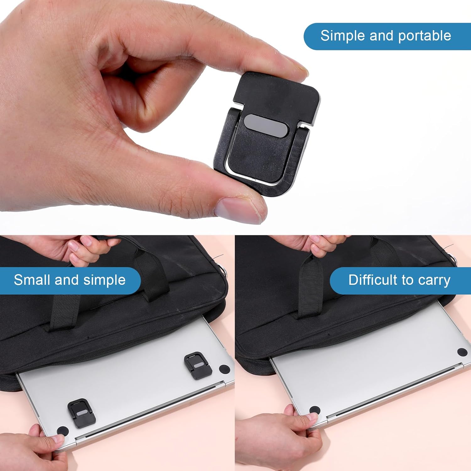 2Pcs Keyboard Riser Self-Adhesive Mini Portable Laptop Stand Foldable Portable Computer Self Adhesive Keyboard Riser for Laptop Most Keyboards, Black ABS Adjustable Keyboards Stand for Desktop - Image 3