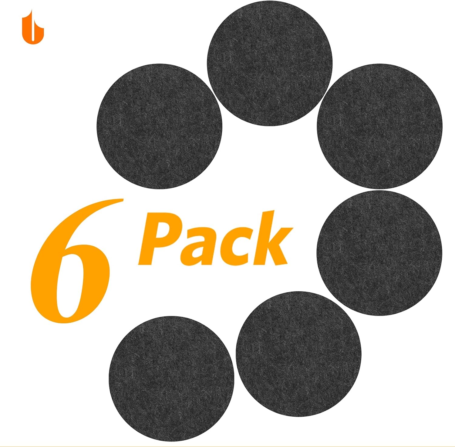 6 PCS Coasters, Eco-Friendly 100% Biodegradable Absorbent Felt Coasters for Drinks Bar Home, 4 Inch (Black Round) - Image 2