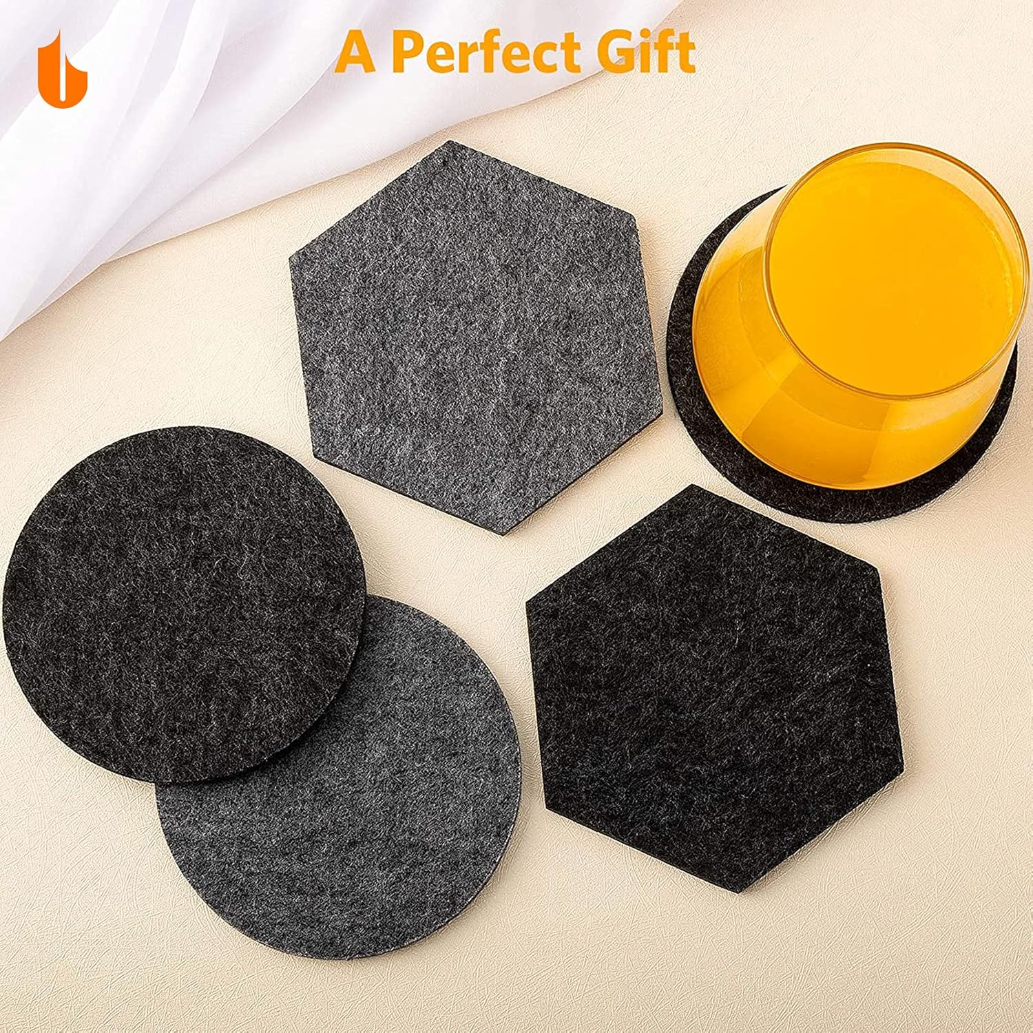 6 PCS Coasters, Eco-Friendly 100% Biodegradable Absorbent Felt Coasters for Drinks Bar Home, 4 Inch (Black Round) - Image 4