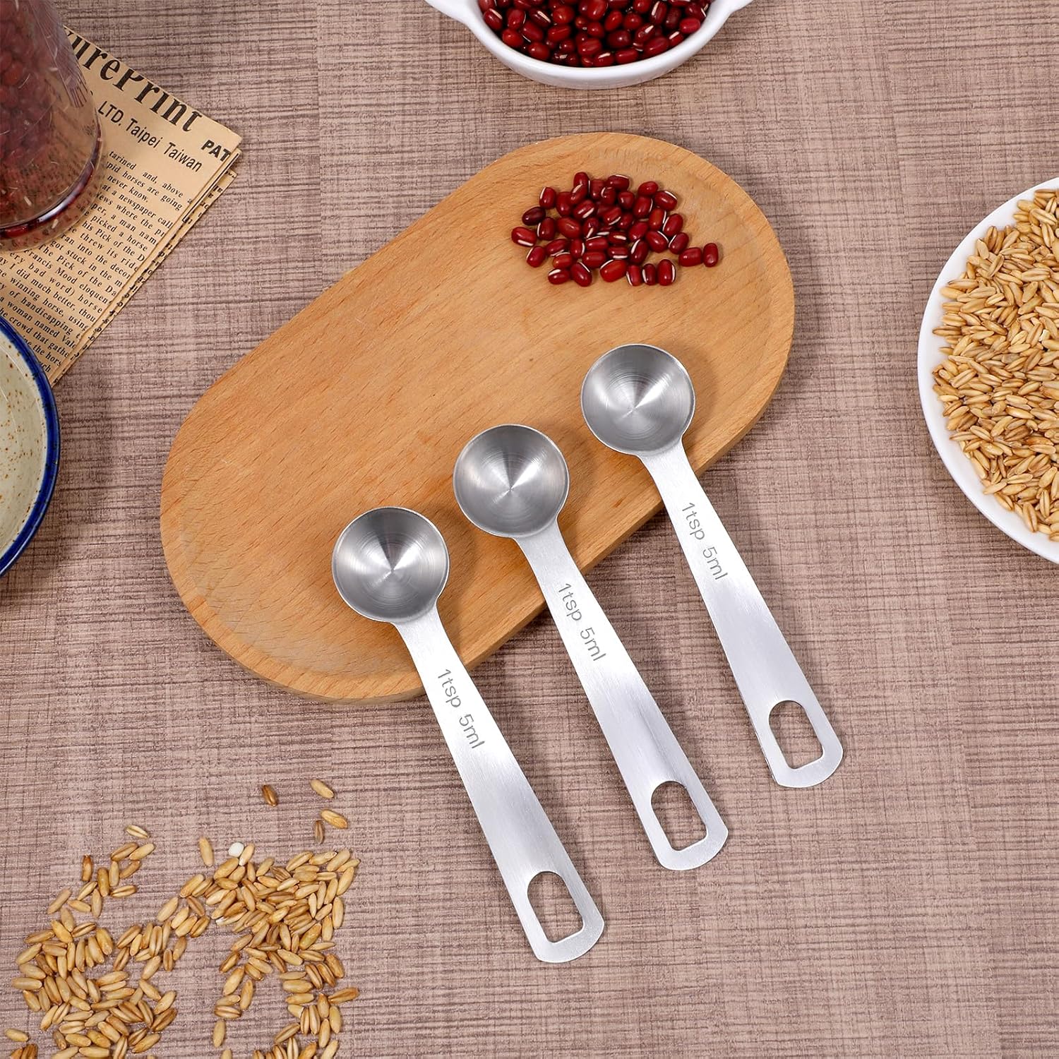 1 Teaspoon Measuring Spoons 3 Pcs Stainless Steel 5ml Small Mini Teaspoon Metal Measuring Spoons for Kitchen Cooking Kitchen CookingSpoon CoffeeSpoon, CreatineSpoon, SteelScoopers Protein Teaspoons - Image 4