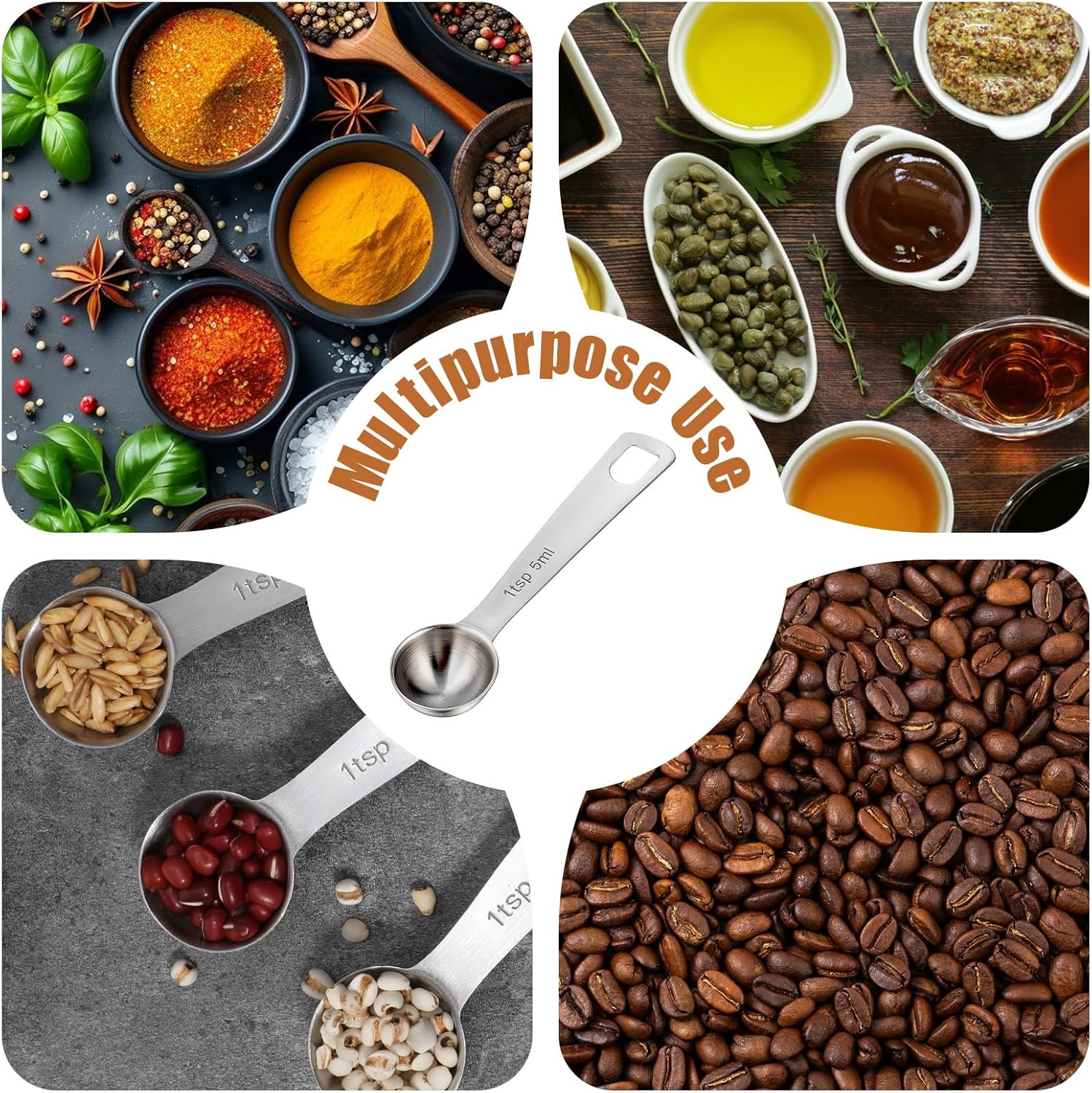 1 Teaspoon Measuring Spoons 3 Pcs Stainless Steel 5ml Small Mini Teaspoon Metal Measuring Spoons for Kitchen Cooking Kitchen CookingSpoon CoffeeSpoon, CreatineSpoon, SteelScoopers Protein Teaspoons - Image 6