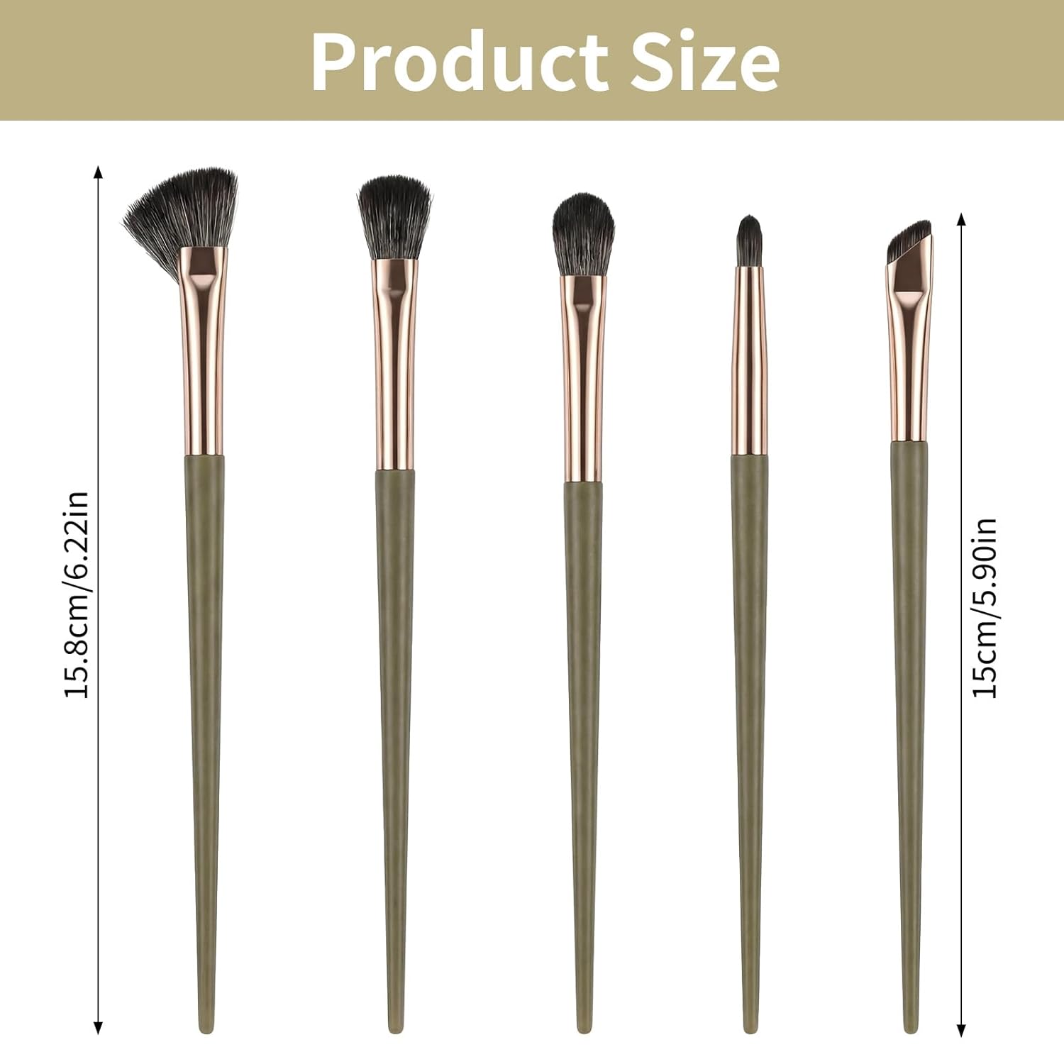 Eye Makeup Brush Set, 5 Pcs Eye Shadow Brushes Set Professional Eyeshadow Makeup Blending Brushes with Synthetic & Wood Handle Angled Eyeshadow Brush for Eyebrows, Eyeliner, Liquid, Cream, Concealer - Image 1