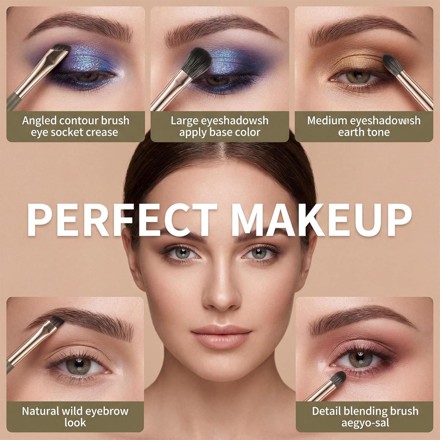 Eye Makeup Brush Set, 5 Pcs Eye Shadow Brushes Set Professional Eyeshadow Makeup Blending Brushes with Synthetic & Wood Handle Angled Eyeshadow Brush for Eyebrows, Eyeliner, Liquid, Cream, Concealer - Image 4