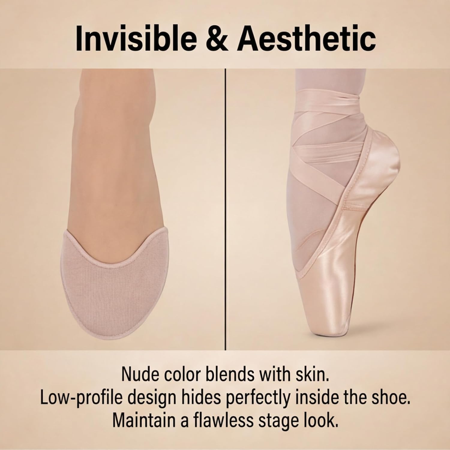 Toe Pads for Pointe Shoes, 1 Pair Soft Ballet Ballet Toe Pads Dance Shoe Toes Protector Accessories, 3.54 x 3.15 Inch High Heels Toes Caps Pad for Pointe Shoes, Forefoot Wrap Pad for Women Girls - Image 3