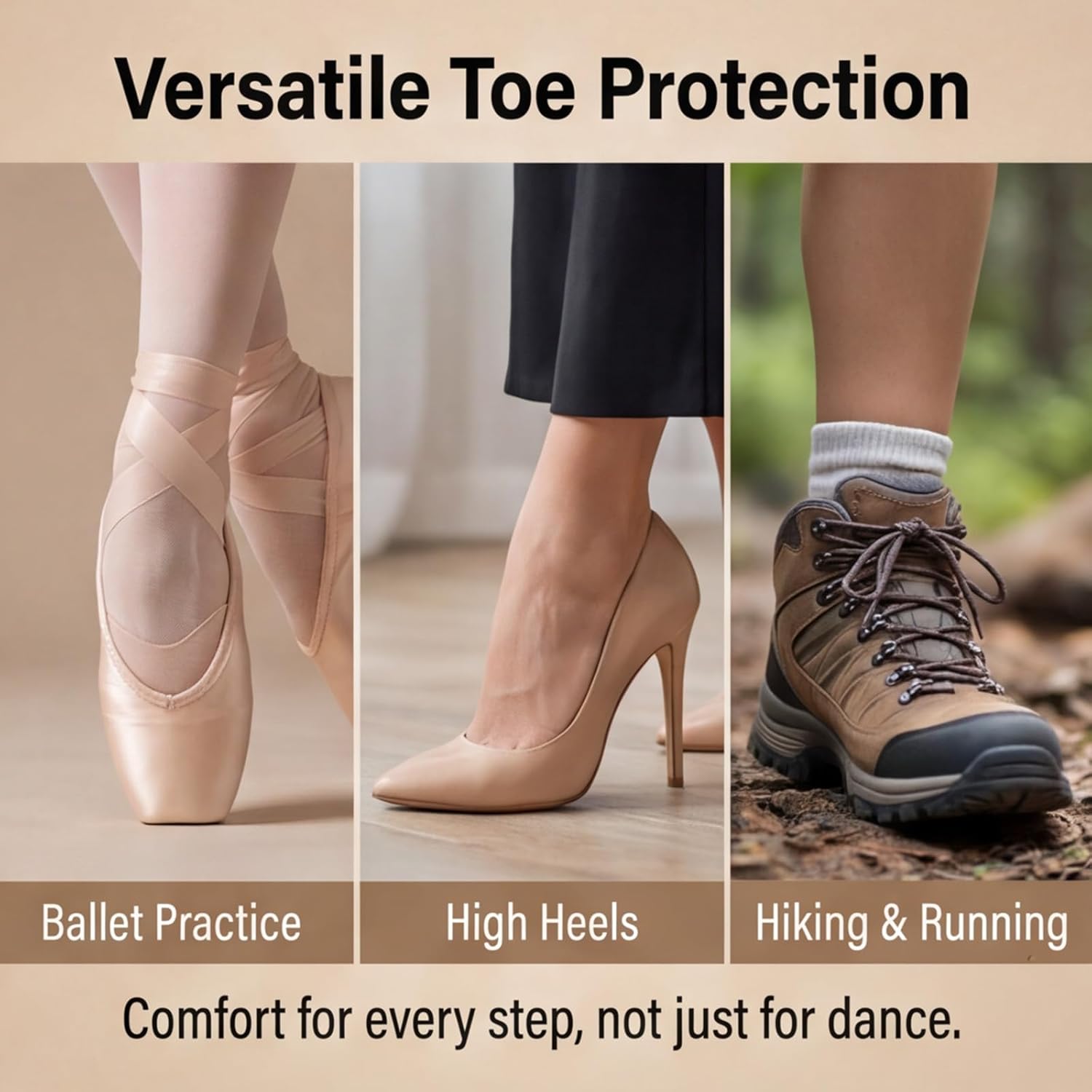 Toe Pads for Pointe Shoes, 1 Pair Soft Ballet Ballet Toe Pads Dance Shoe Toes Protector Accessories, 3.54 x 3.15 Inch High Heels Toes Caps Pad for Pointe Shoes, Forefoot Wrap Pad for Women Girls - Image 4