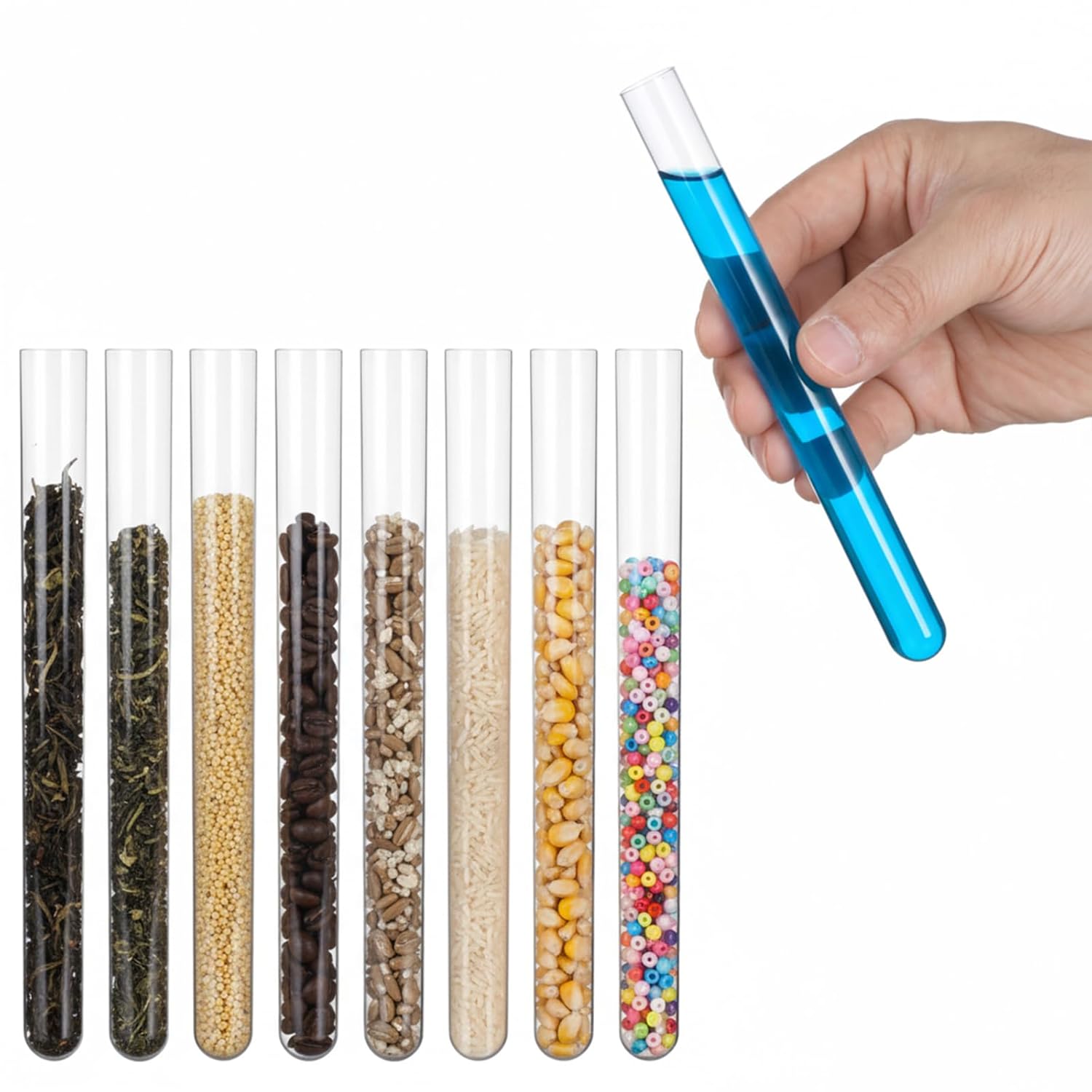 10 Pcs Plastic Test Tubes with Cork Stoppers, 15x150mm 15ml, Clear Vials with Seal Cap Container Transparent Test Tubes with Cork Stoppers for Jewelry Seed Beads Powder Spice Liquid Storage - Image 2