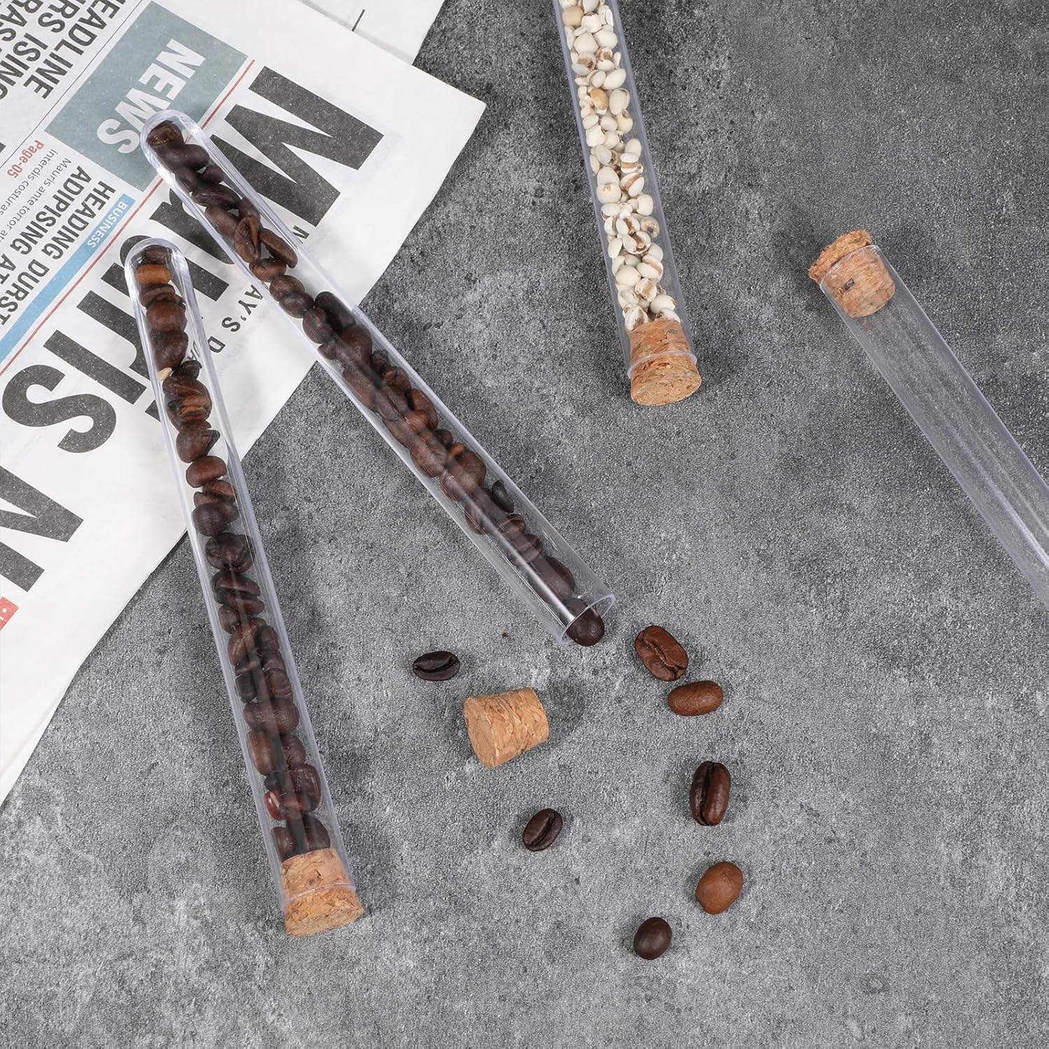 10 Pcs Plastic Test Tubes with Cork Stoppers, 15x150mm 15ml, Clear Vials with Seal Cap Container Transparent Test Tubes with Cork Stoppers for Jewelry Seed Beads Powder Spice Liquid Storage - Image 5