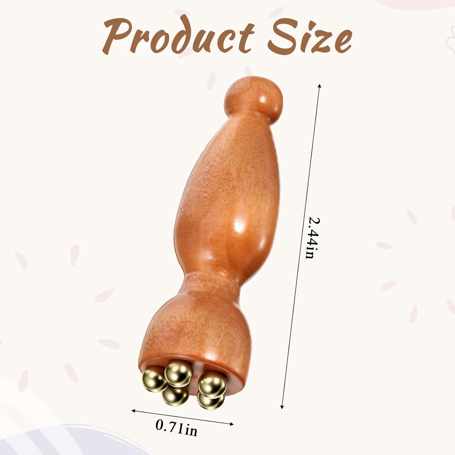 Mini Face Ice Roller, Sandalwood Facial Massage Tool, Eye Ice Roller 5 Copper Beads for Face and Eyes, Travel Size - Image 1